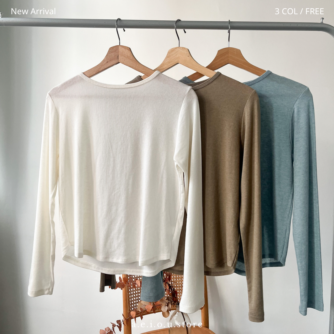 TP207- Round Neck Basic Top | White | Blue | Beige