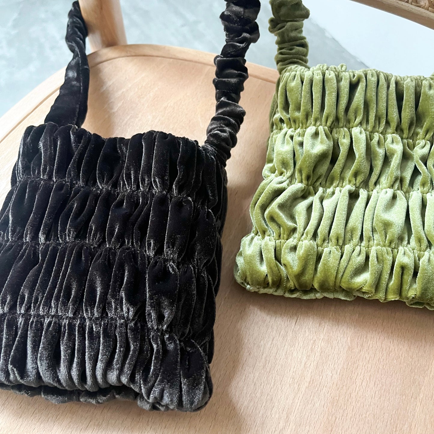 BG23- Mini Fannel Crinkle Bag | Beige | Green | Brown | Black