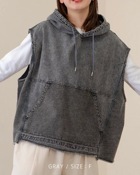 TP486- Chemical Denim Vest | Blue | Black