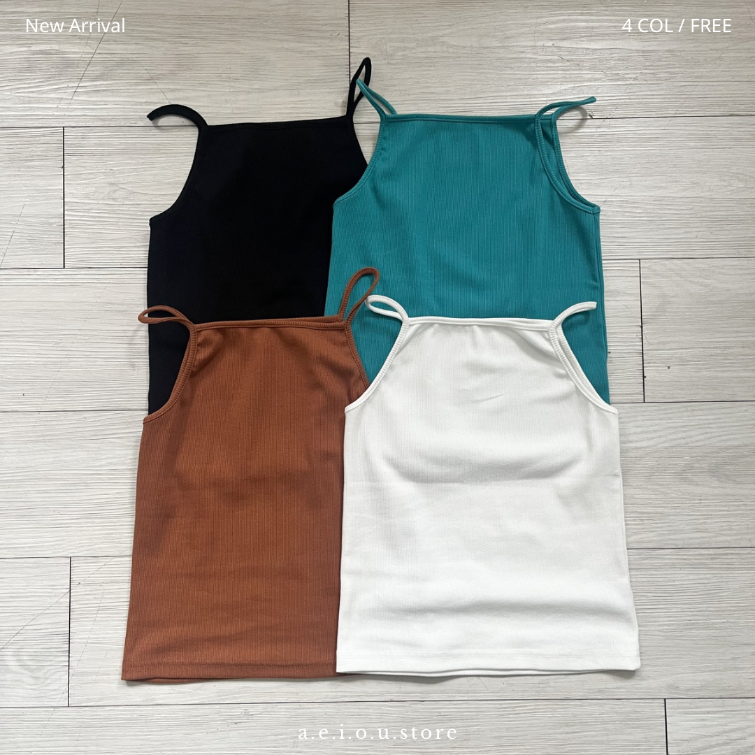 TP487- 平口吊帶背心 | White | Blue | Orange | Black