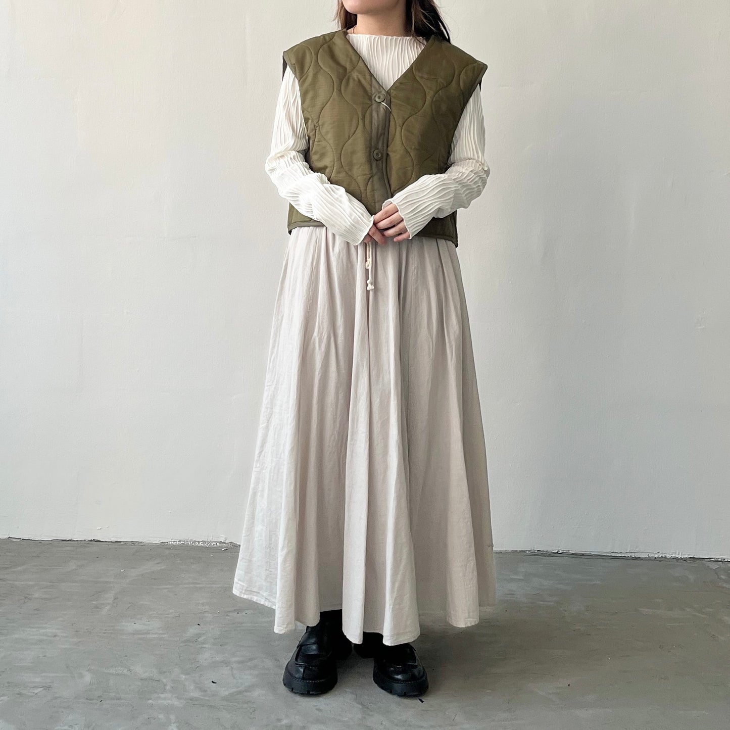 JK01 夾棉短背心外套 | Ivory | Beige | Khaki | Black