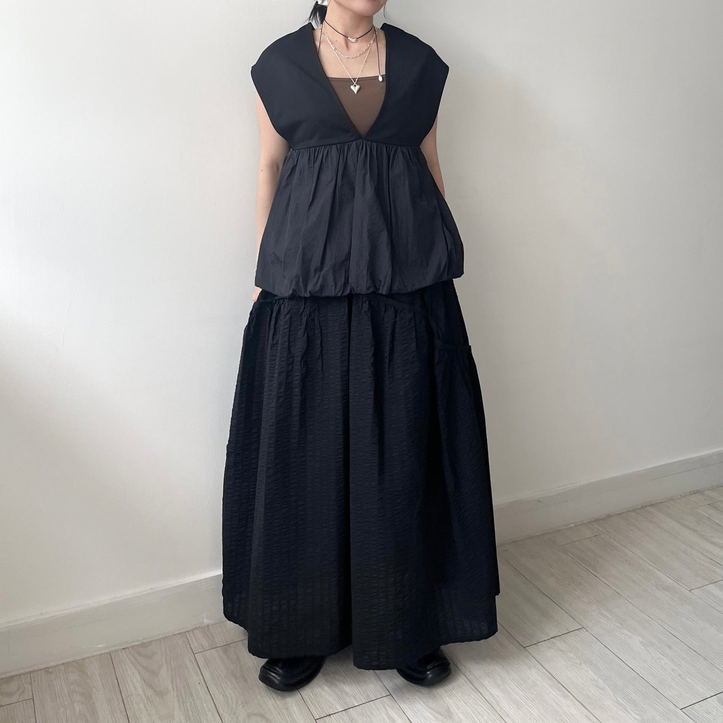 TP633- Balloon Vest Top | Ivory | Charcoal | Black