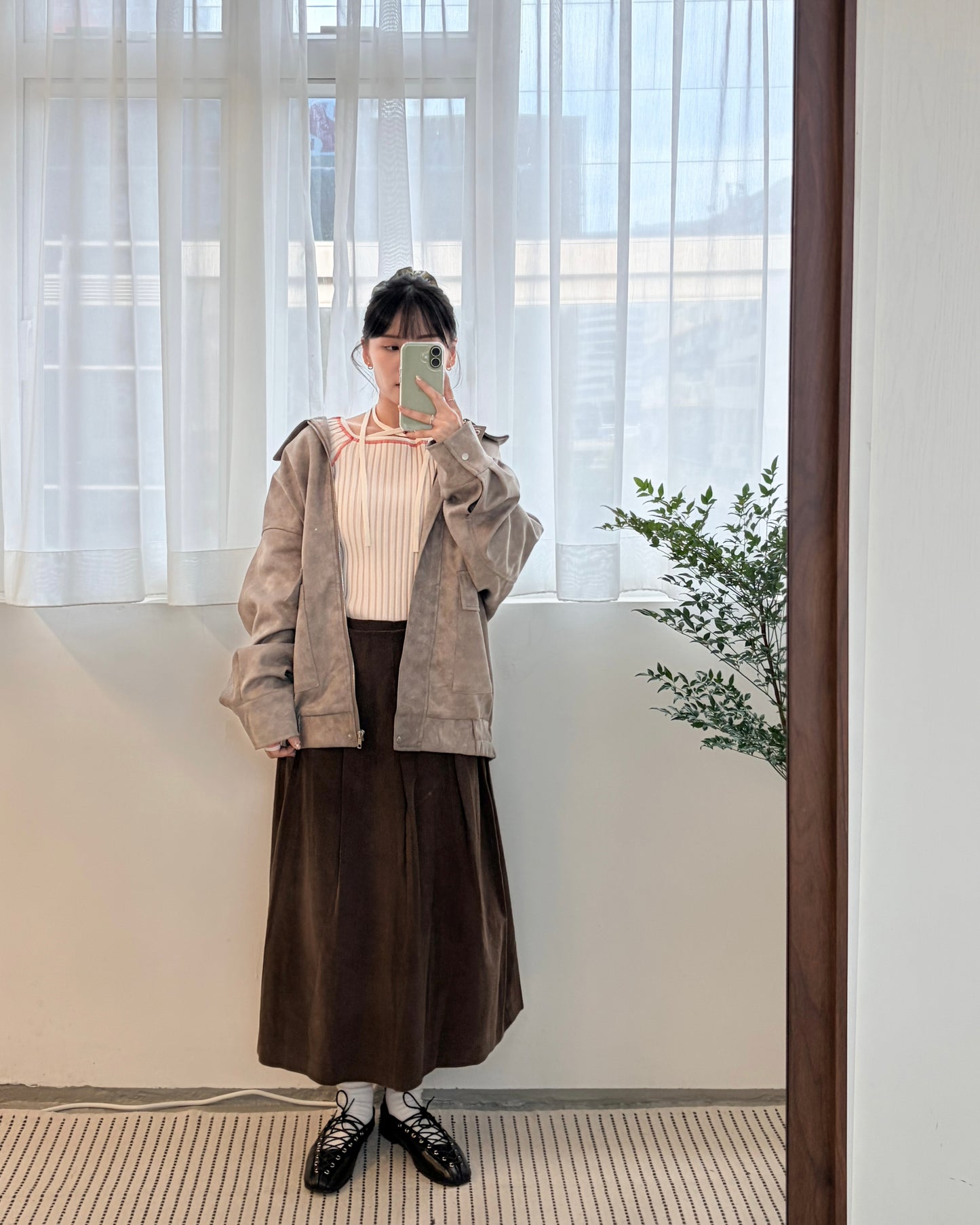 JK42- Unwash Collar Blouse Jacket | Milk Tea | Grey | Brown