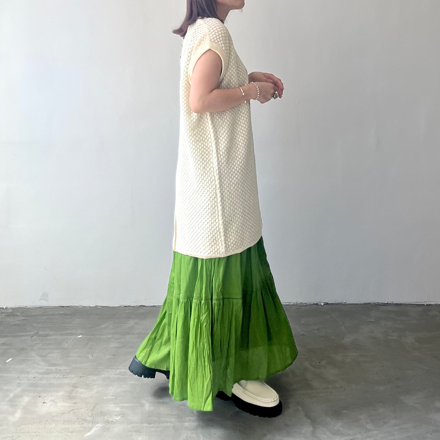 TP169 - Knitwear Vest | Ivory | Green