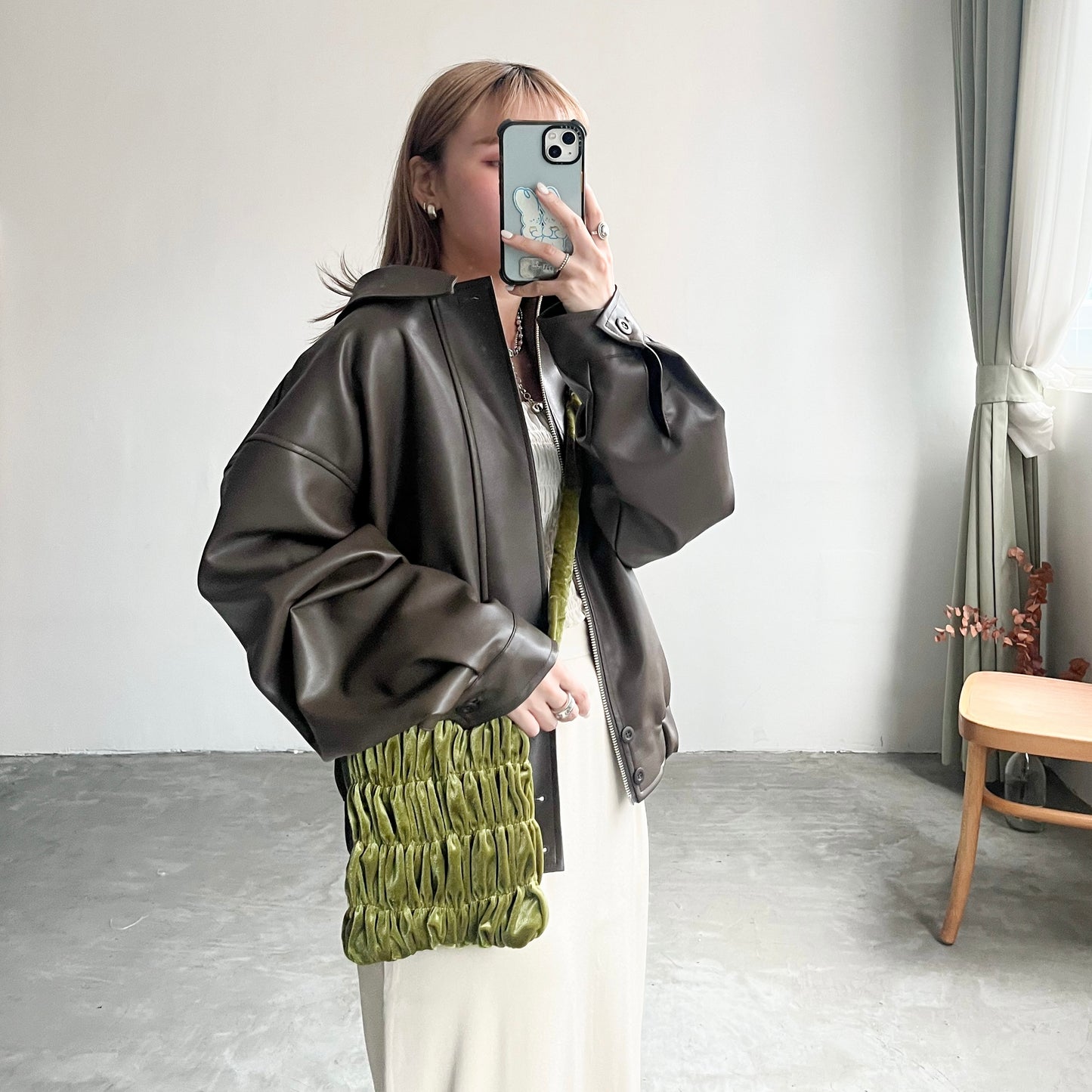 BG23- Mini Fannel Crinkle Bag | Beige | Green | Brown | Black