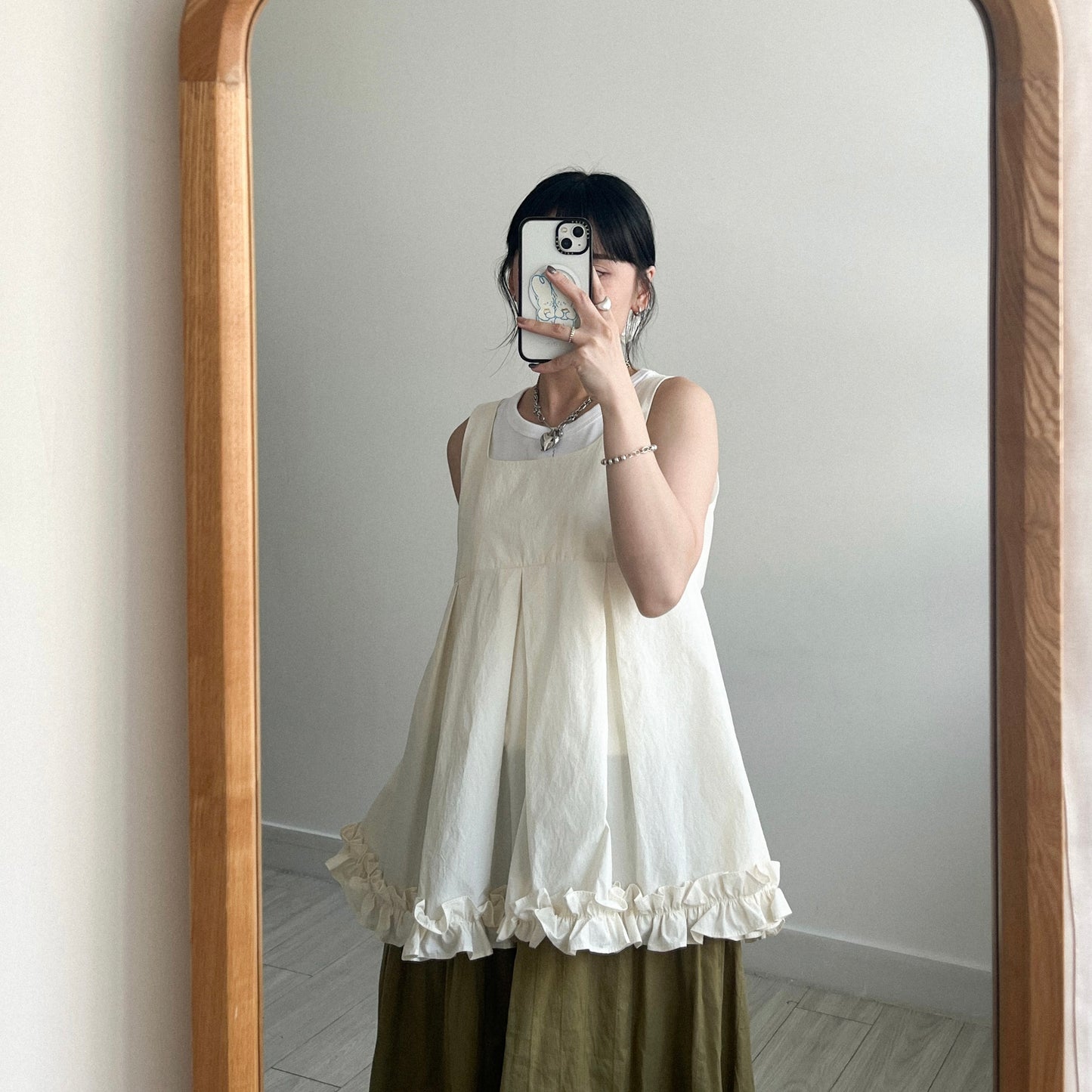 TP638- 方領Ruffles Vest | Ivory