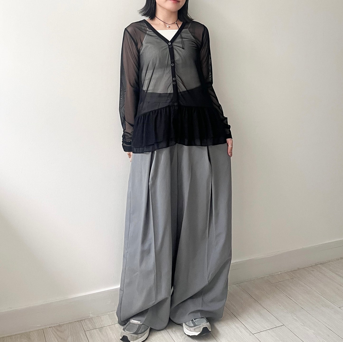PT80- 闊腳打褶薄西褲 | Ivory | Grey | Black
