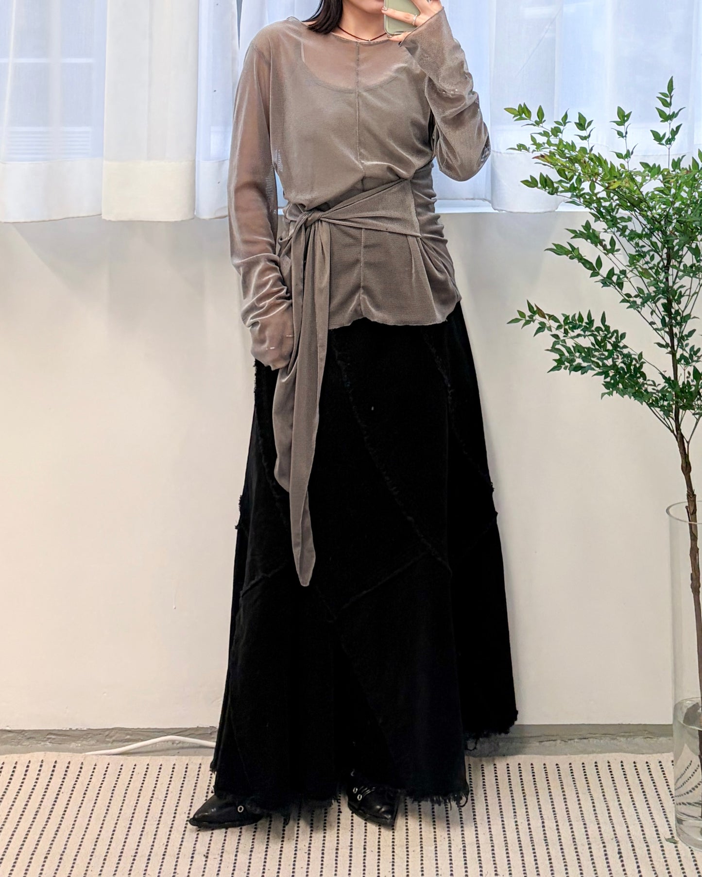 TP693- 氣質絲絨面Set Top | Grey | Navy | Black