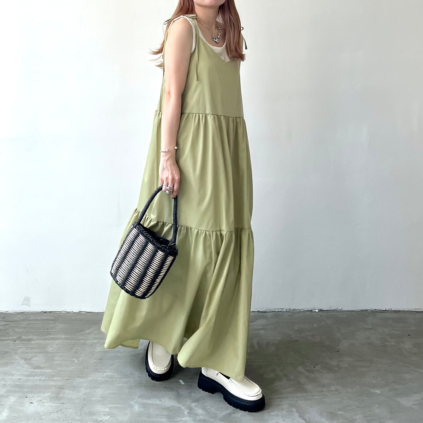 OP33- Ribbon Tiered One Piece | Grey | Black | Green
