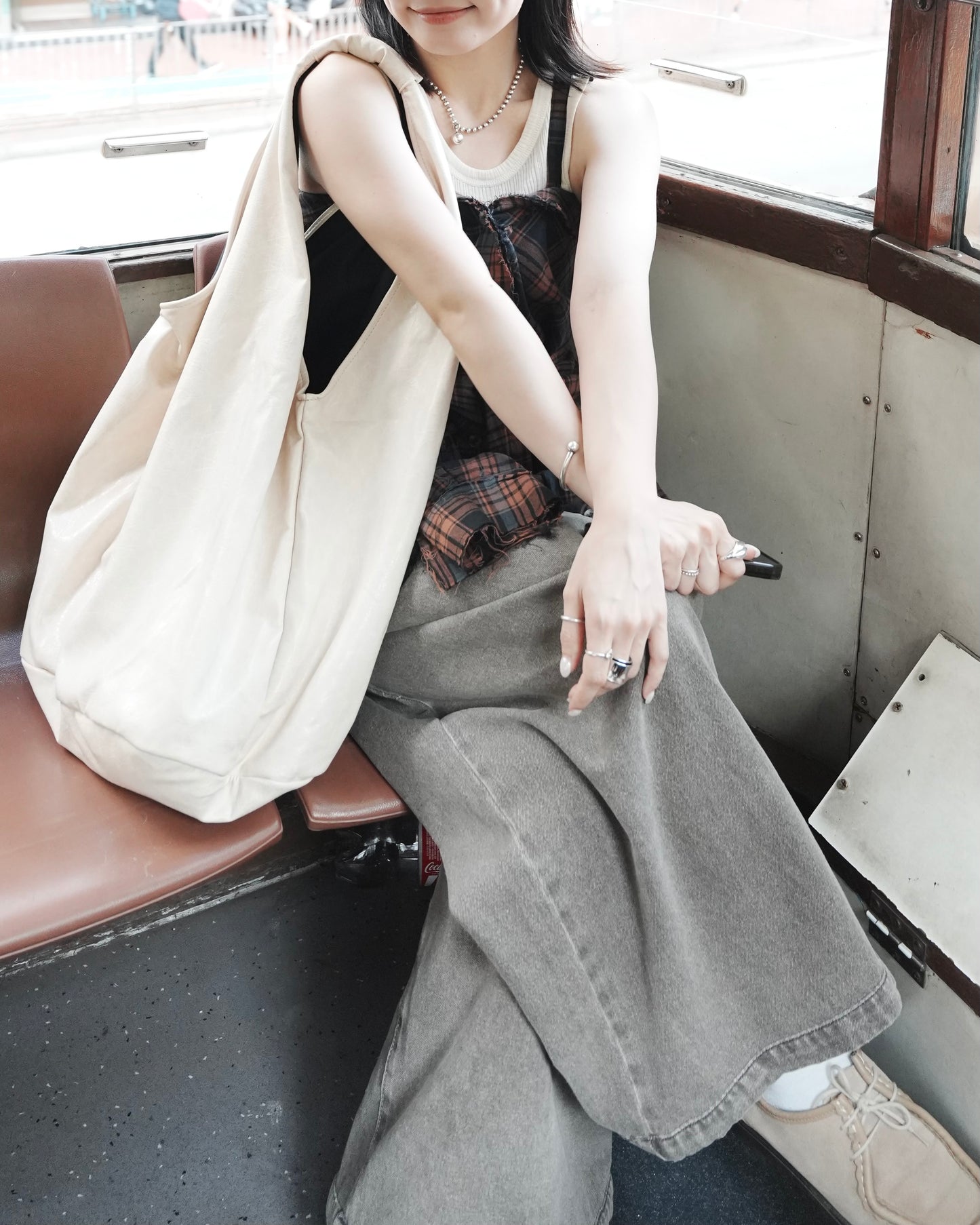 "早鳥優惠" TP650- 4 way超美格仔Lace Shirt | Navy | Brown