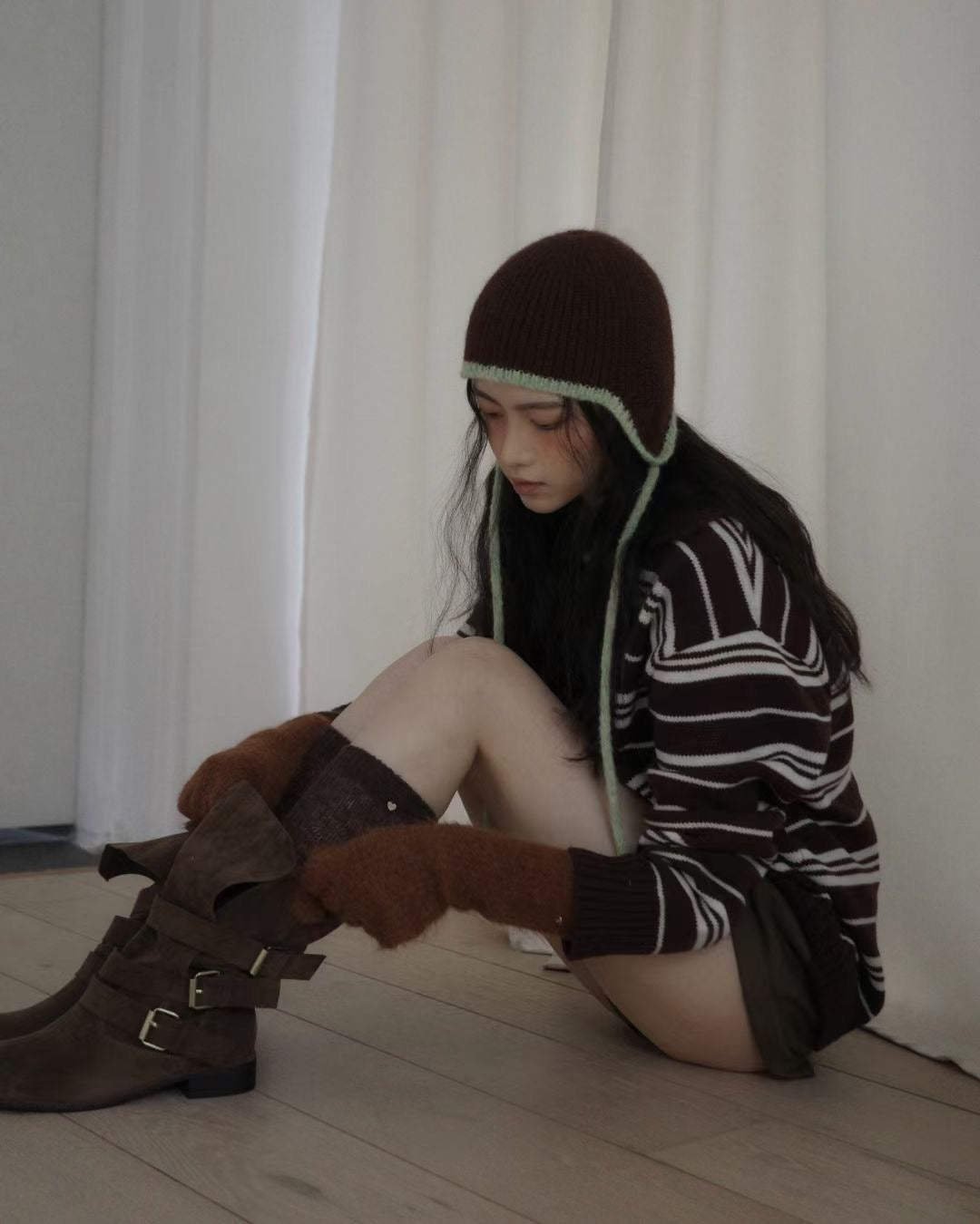 H31- Earflap Hat | Coral | Mint | Brown | Black