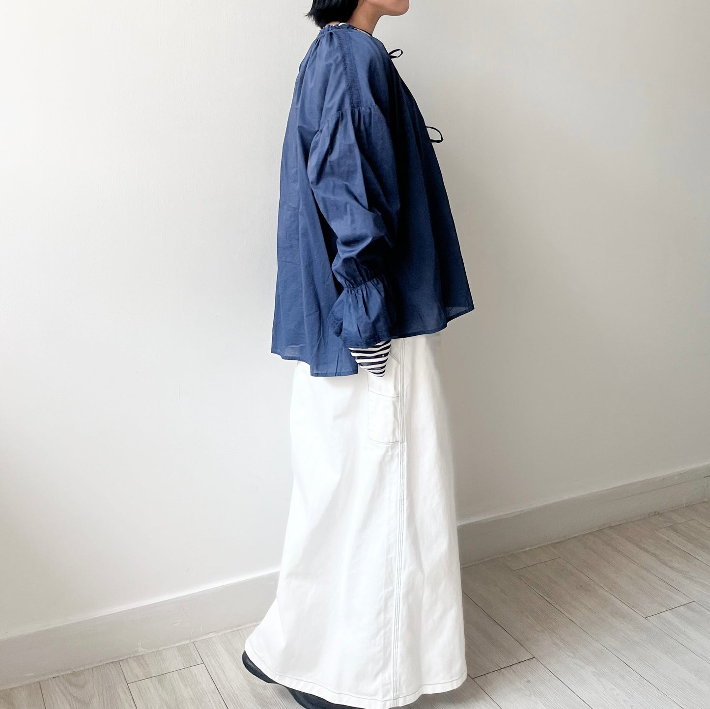 SK102- A-Line Denim Skirt | White ( S / M )