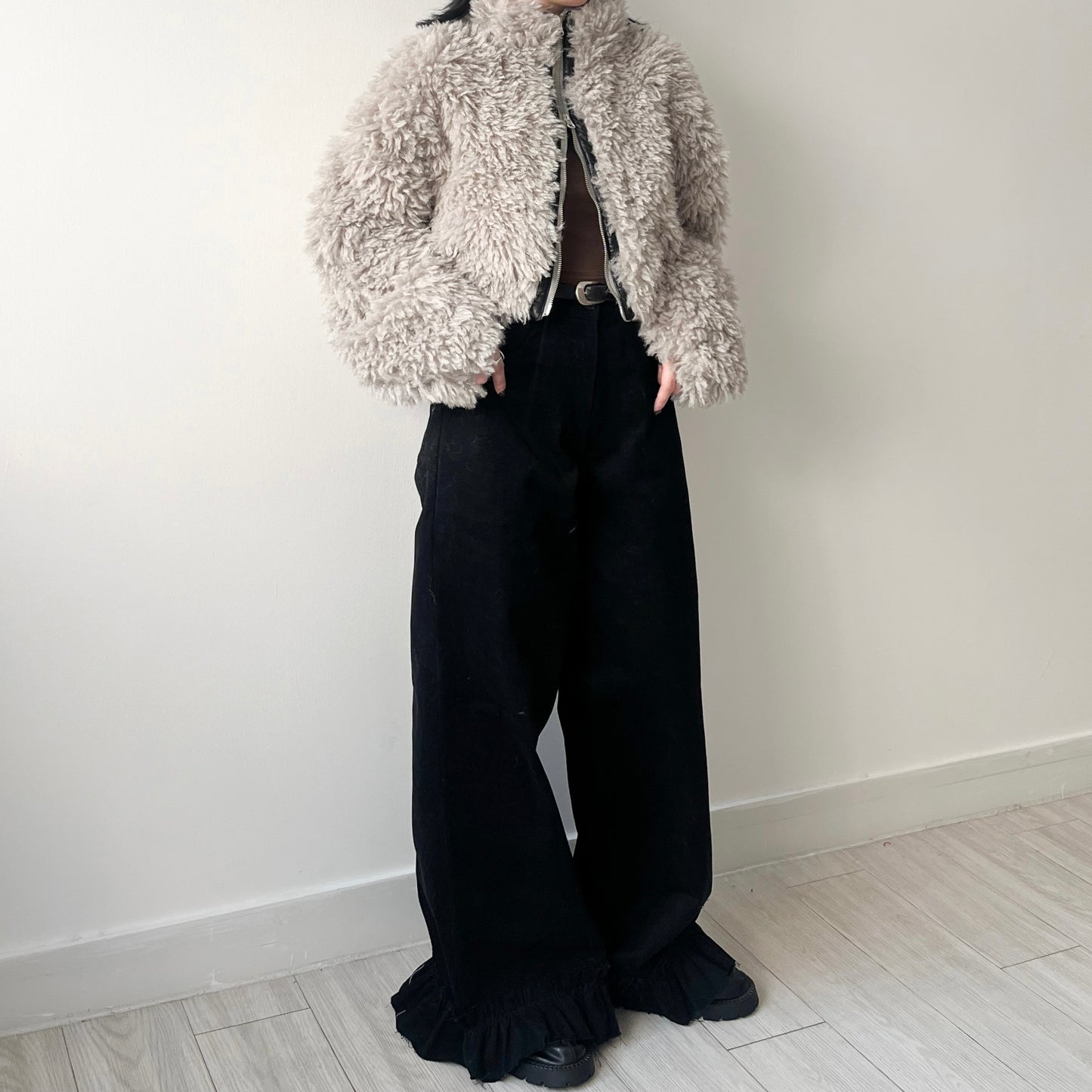 JK34-Double Zip Momo Jacket | Grey | Mocha