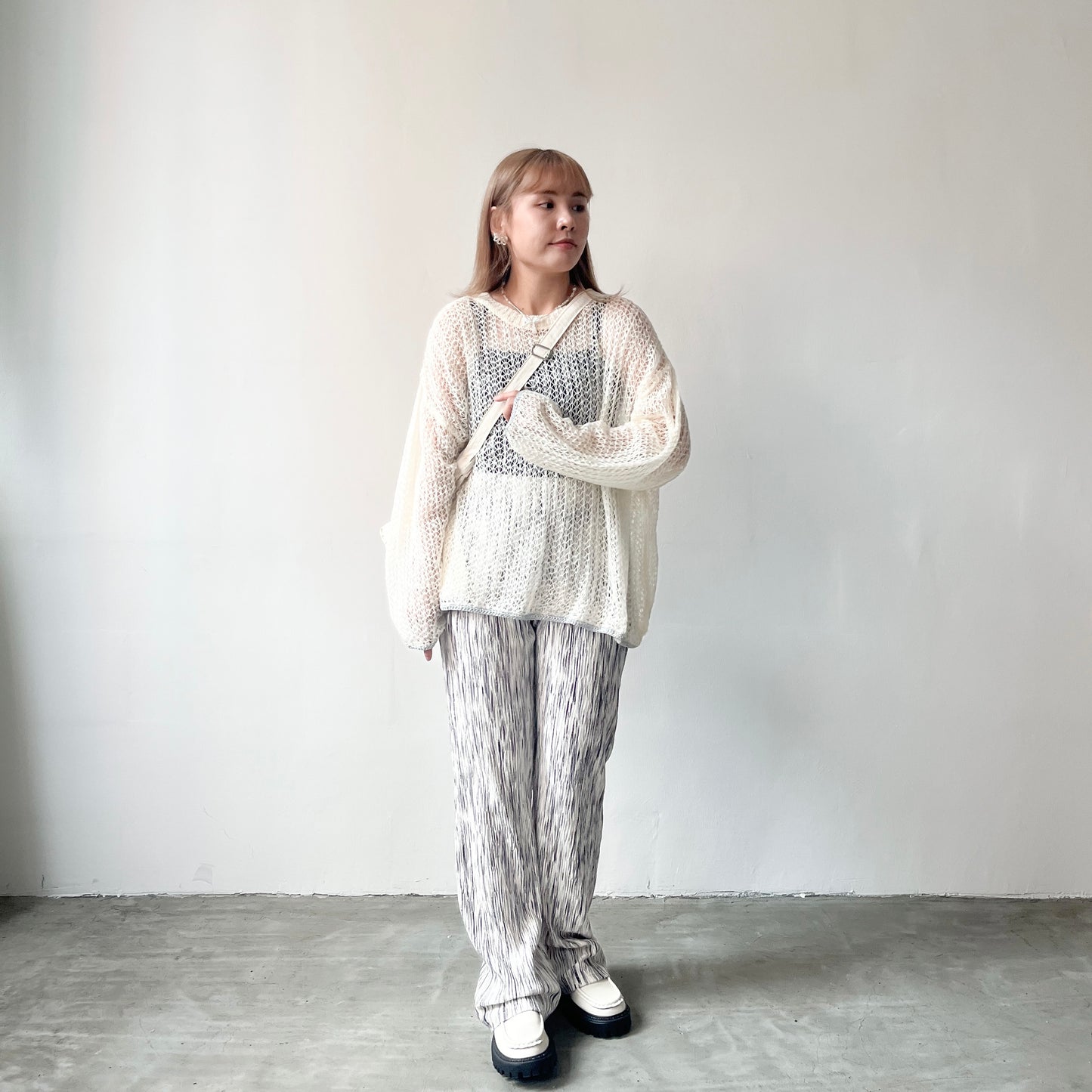 TP210- Knitted Top | Ivory | Light Grey