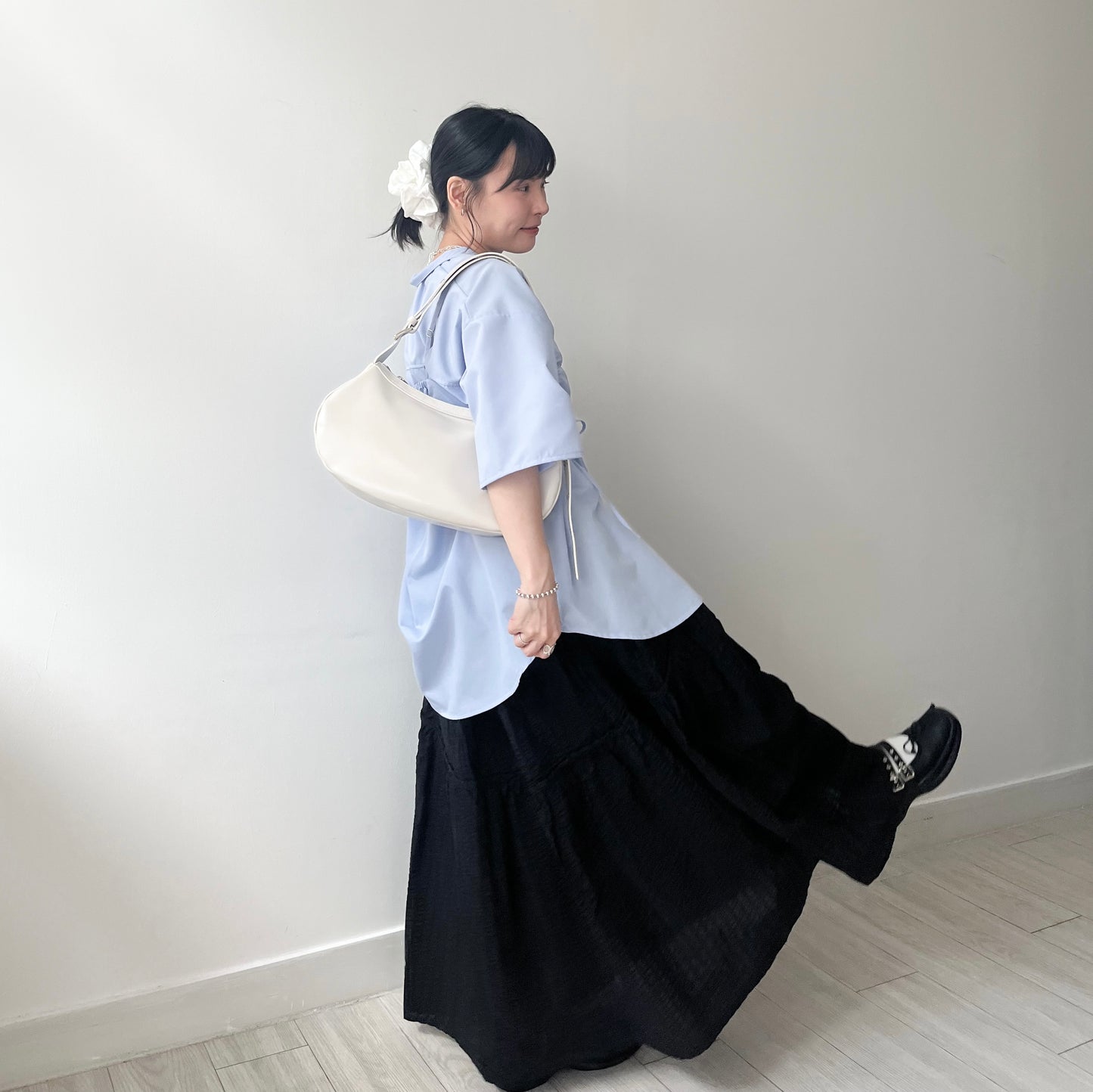 SK123- Flared Skirt | Ivory | Blue | Black
