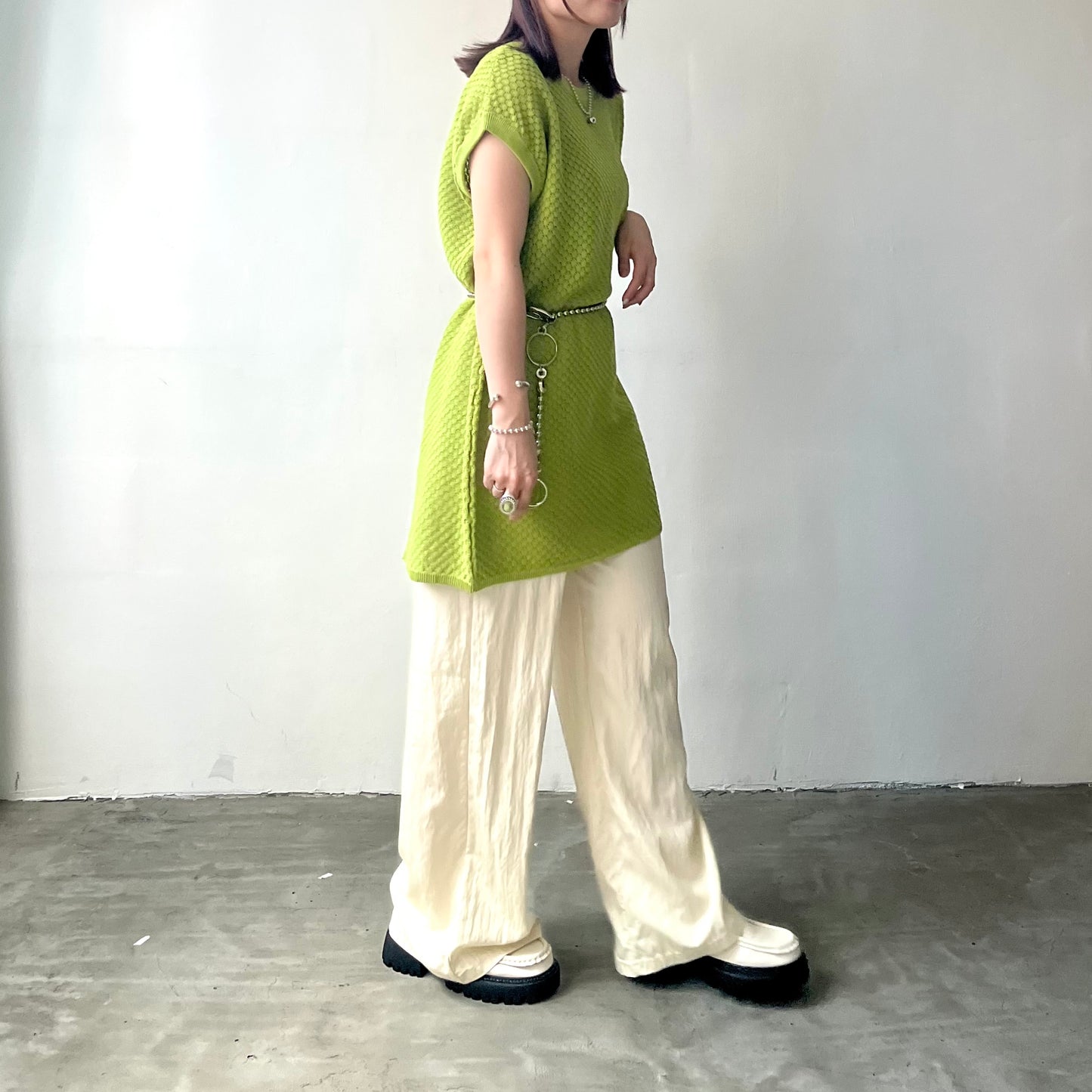 TP169 - Knitwear Vest | Ivory | Green