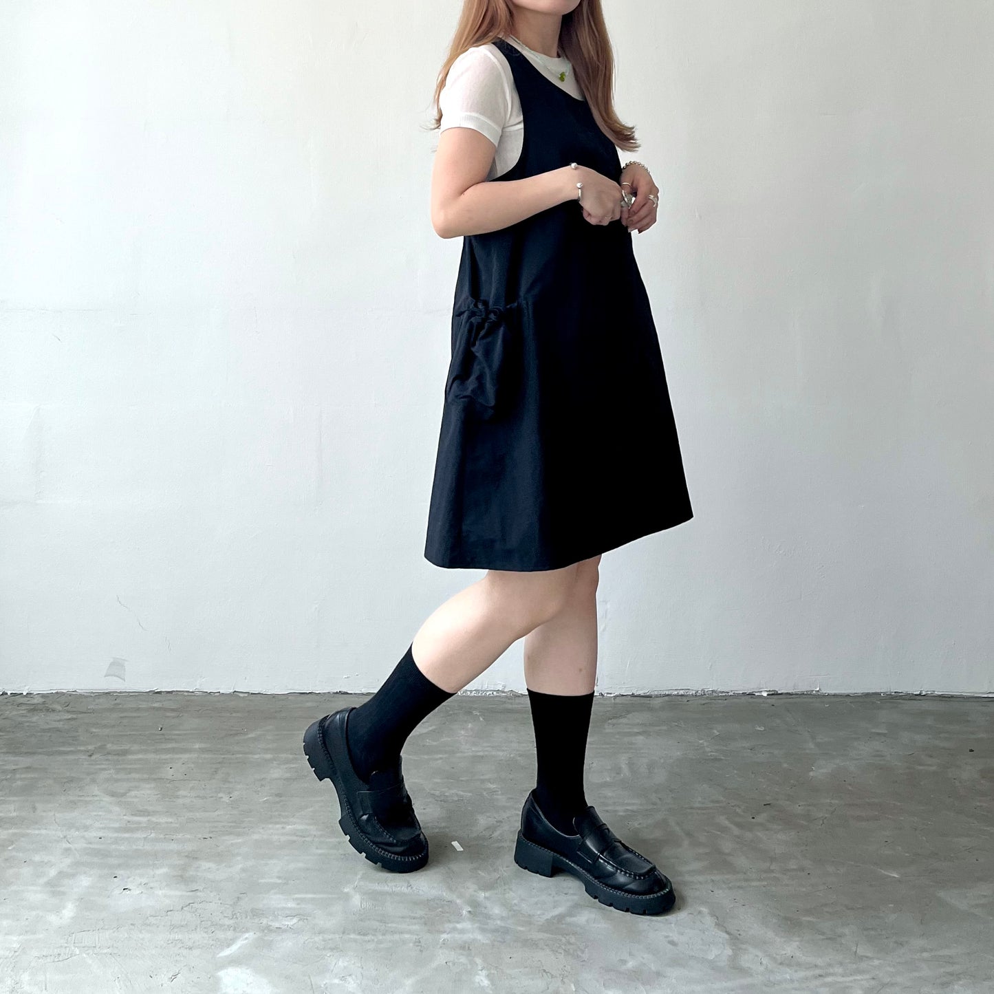 OP32- Short U Shape Mini Dress | White | Black