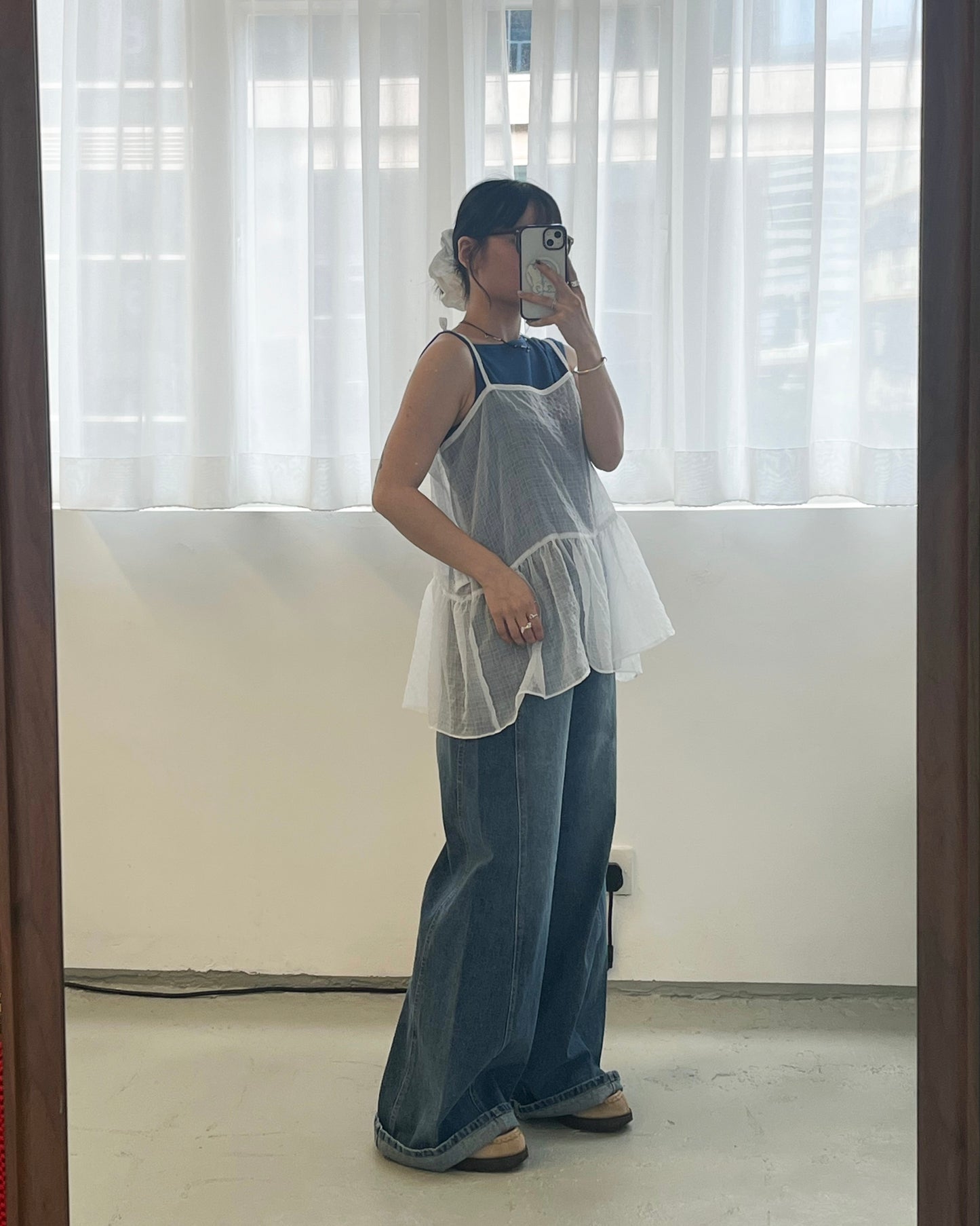 PT95- Wide Leg Blue Denim Jeans ( S / M )