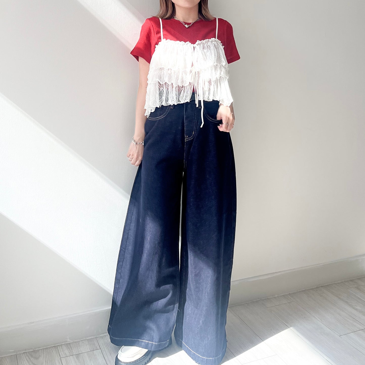 ( must have!! ) PT62- Wide Denim pants | Navy | Blue ( S / M )