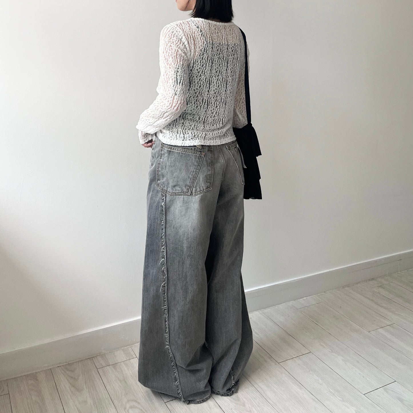 PT79- 側蘇蘇邊闊腳牛仔褲 | Blue | Grey Black ( S / M )