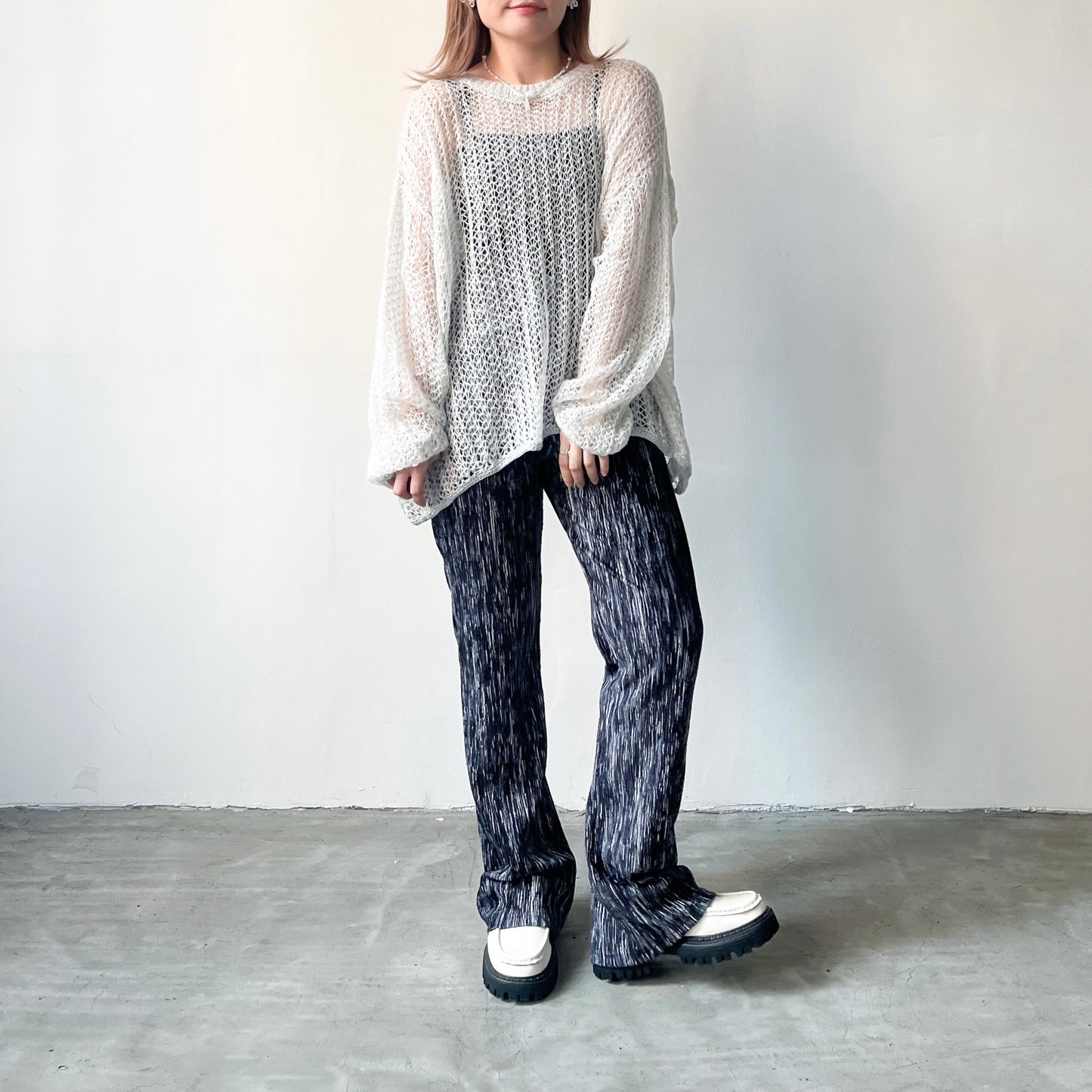 TP210- Knitted Top | Ivory | Light Grey