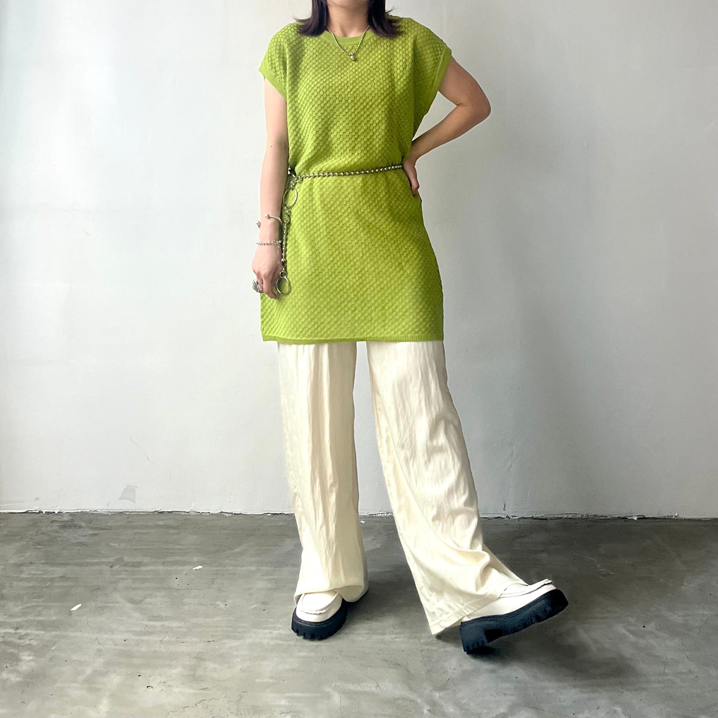 TP169 - Knitwear Vest | Ivory | Green