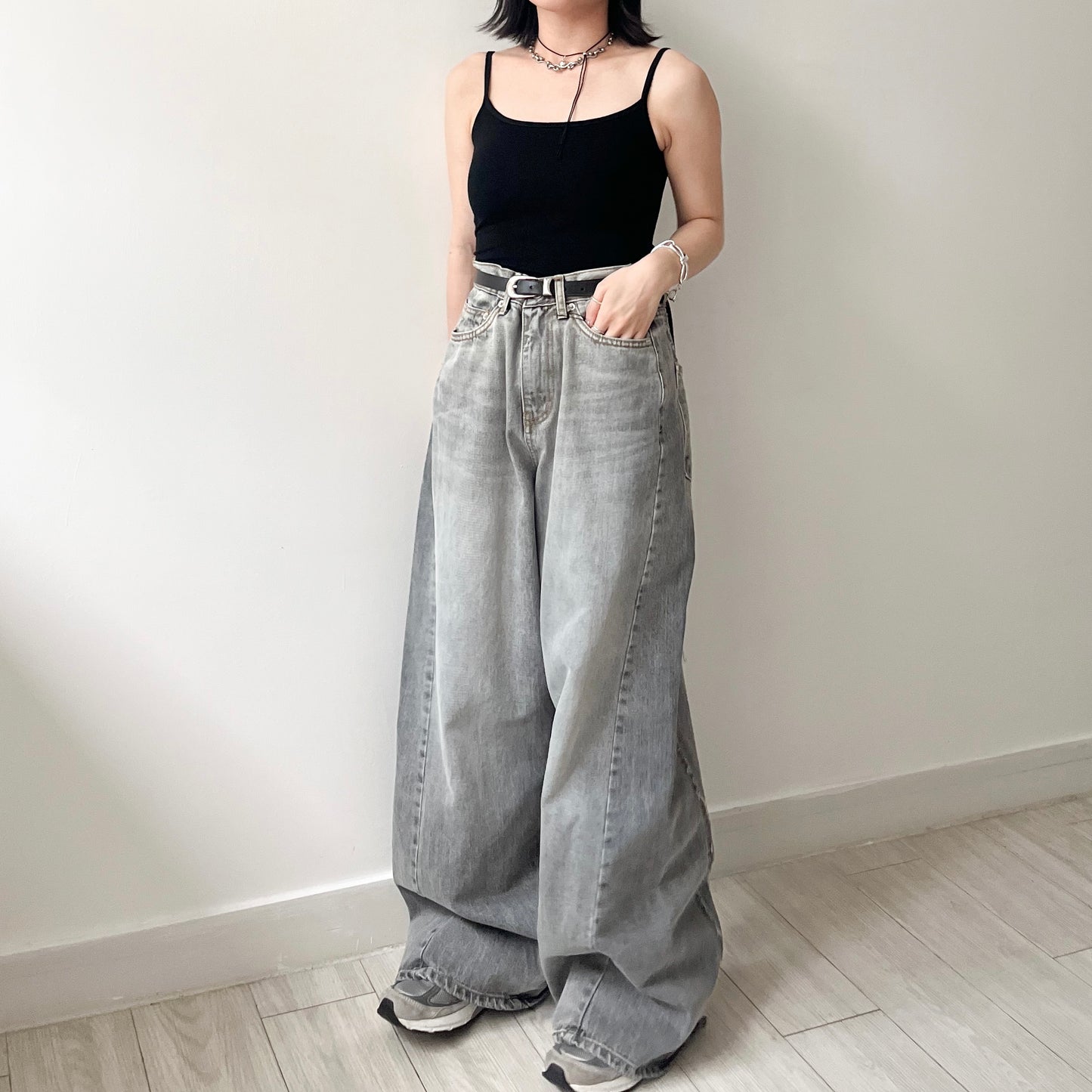 PT79- 側蘇蘇邊闊腳牛仔褲 | Blue | Grey Black ( S / M )