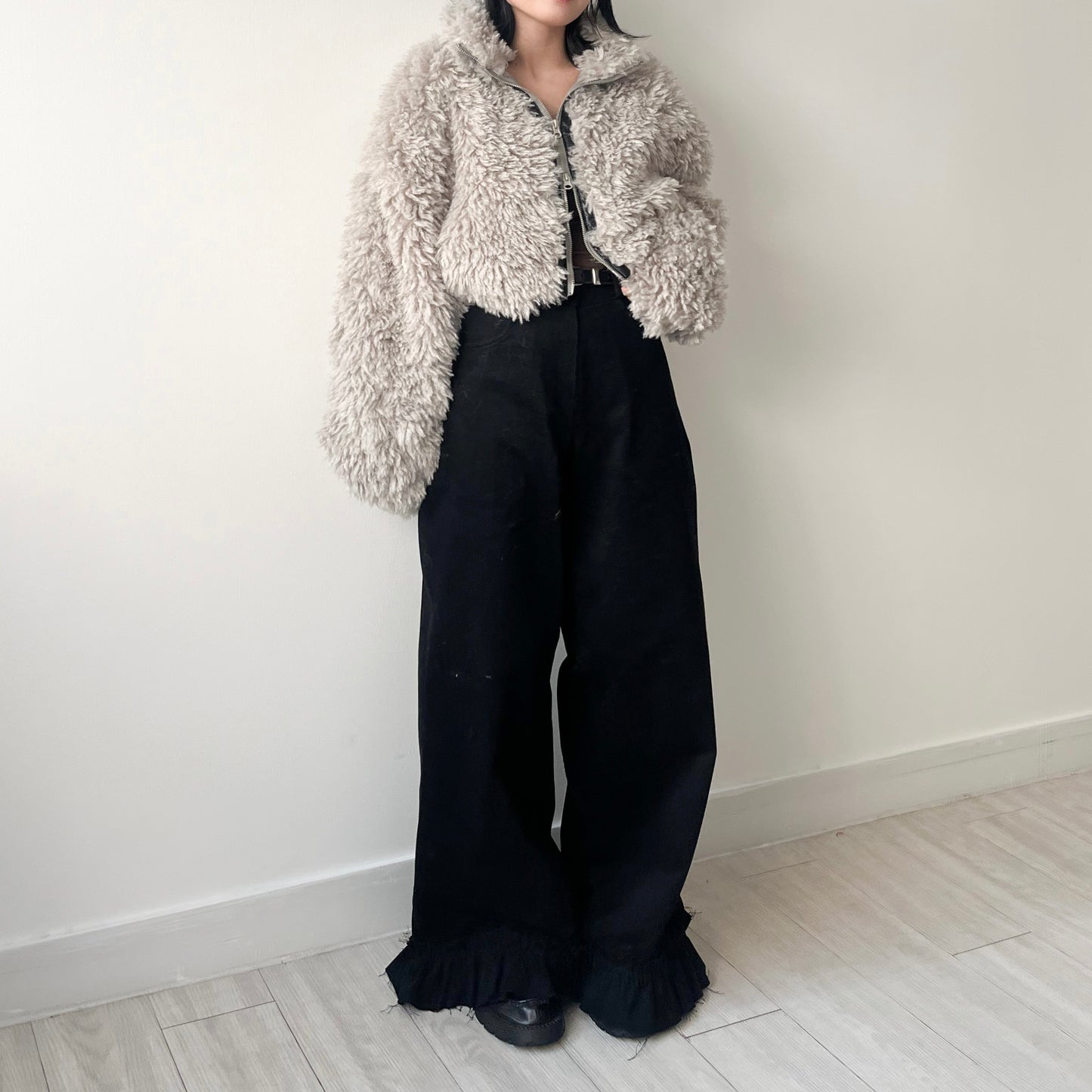 JK34-Double Zip Momo Jacket | Grey | Mocha