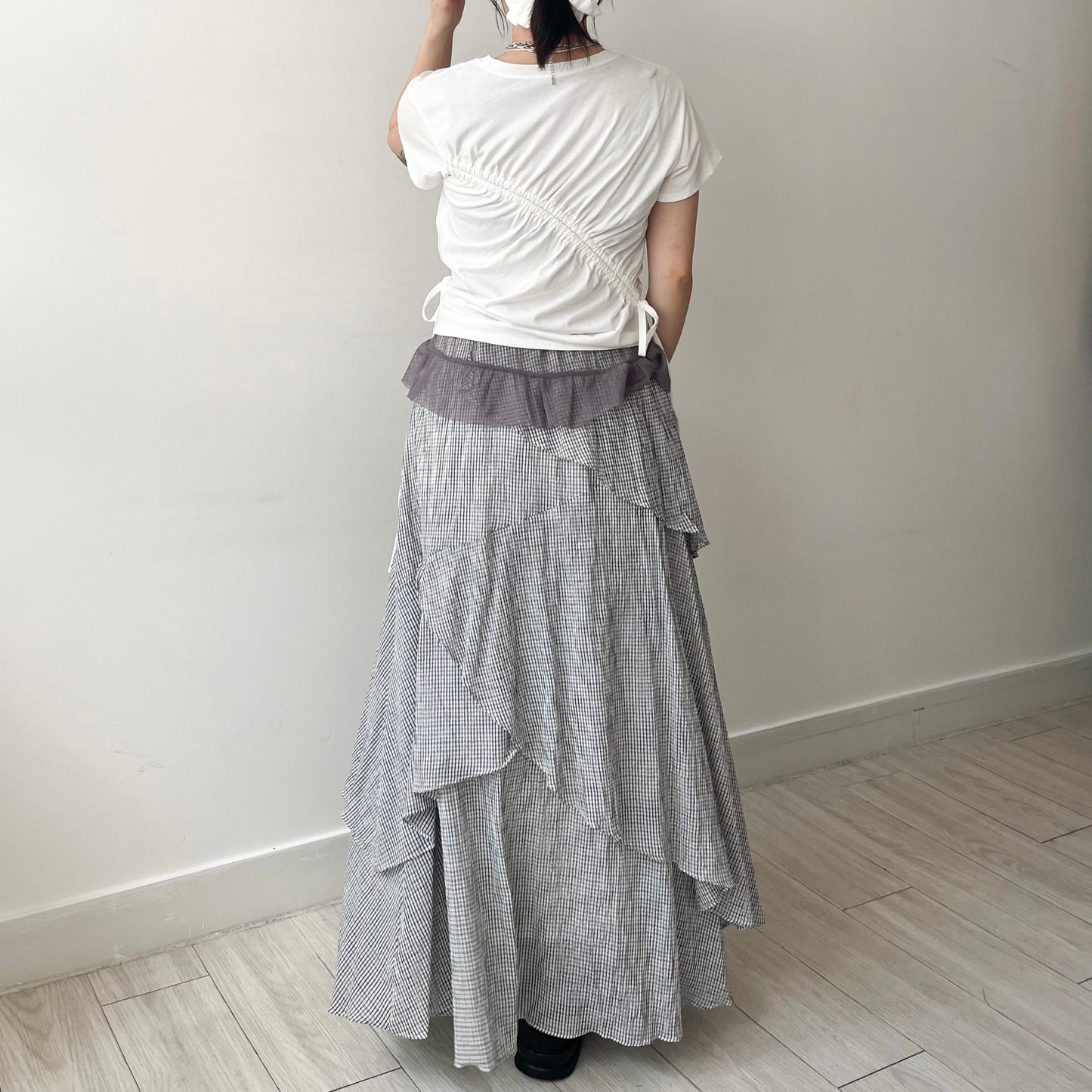 TP646- Drawstring Top | White | Charcoal