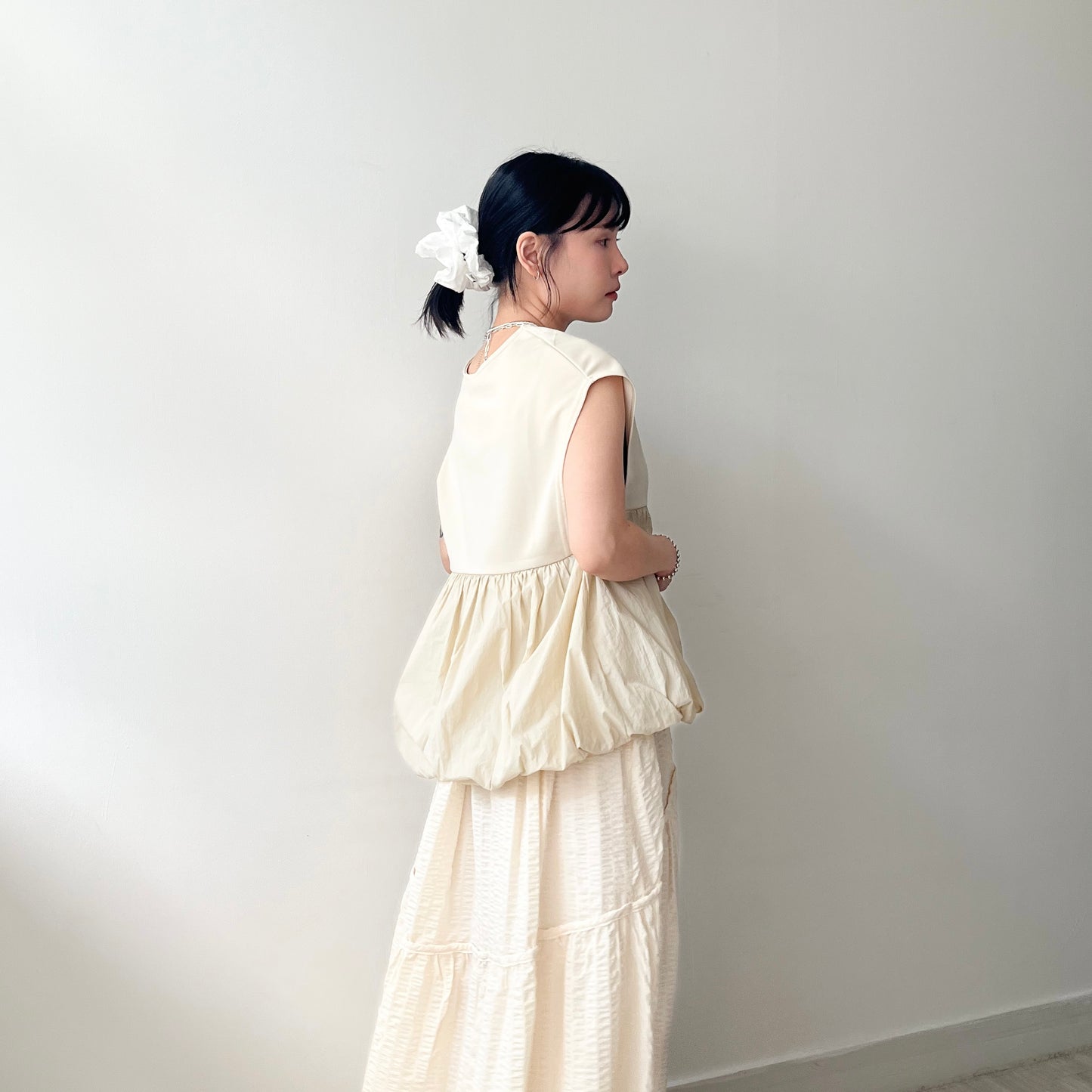 TP633- Balloon Vest Top | Ivory | Charcoal | Black