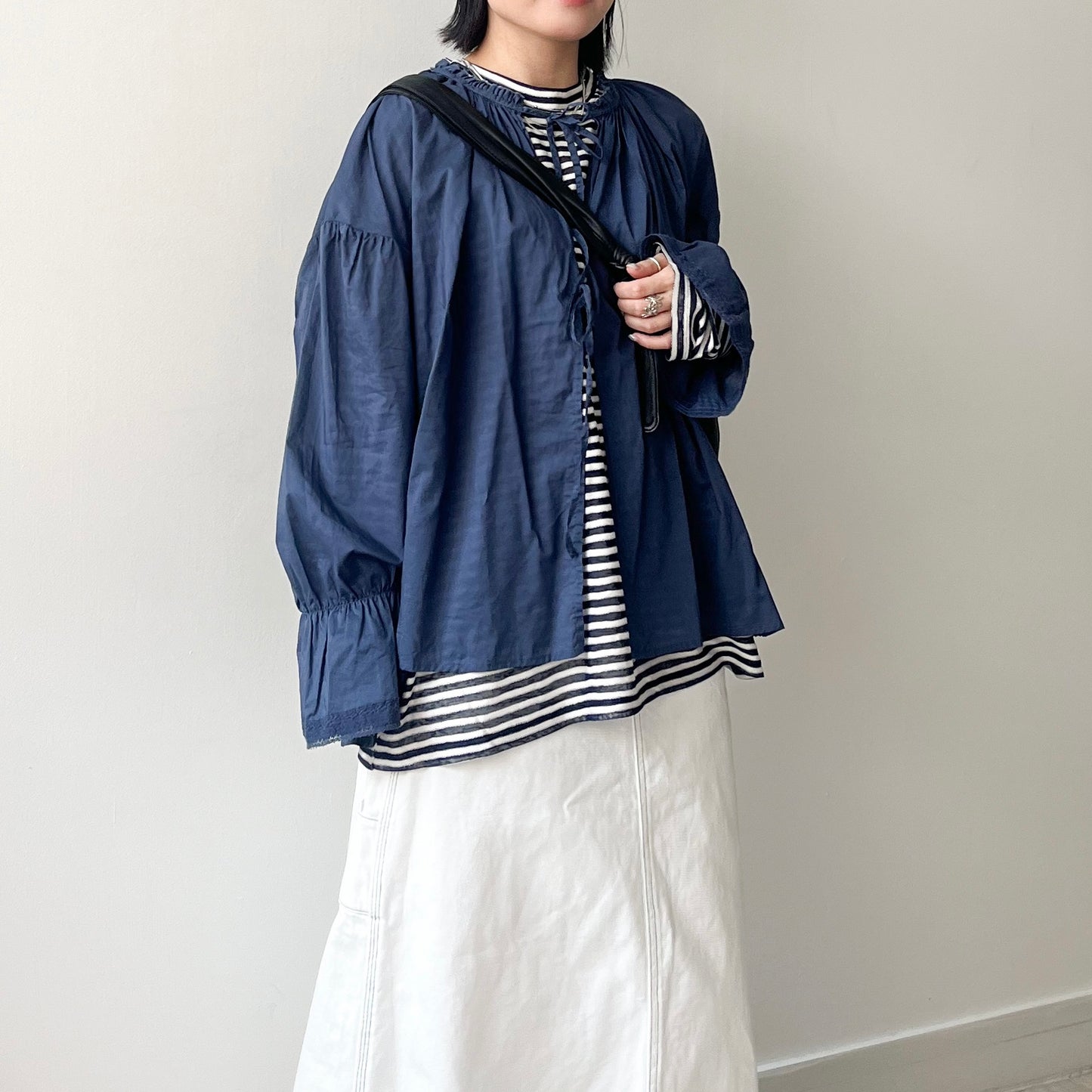 TP460- Stripe Sheer Knit Pullover | Navy | Black