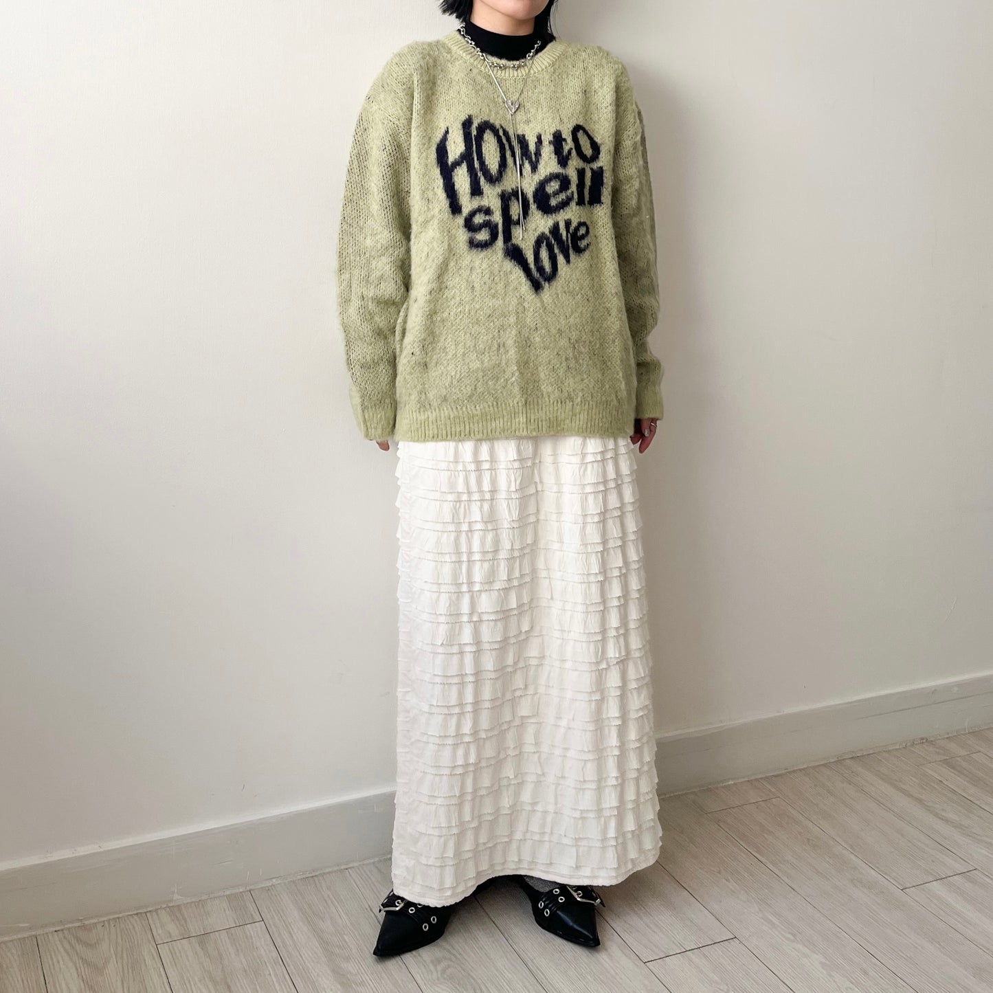 SK104- Tiered Skirt | Ivory | Black