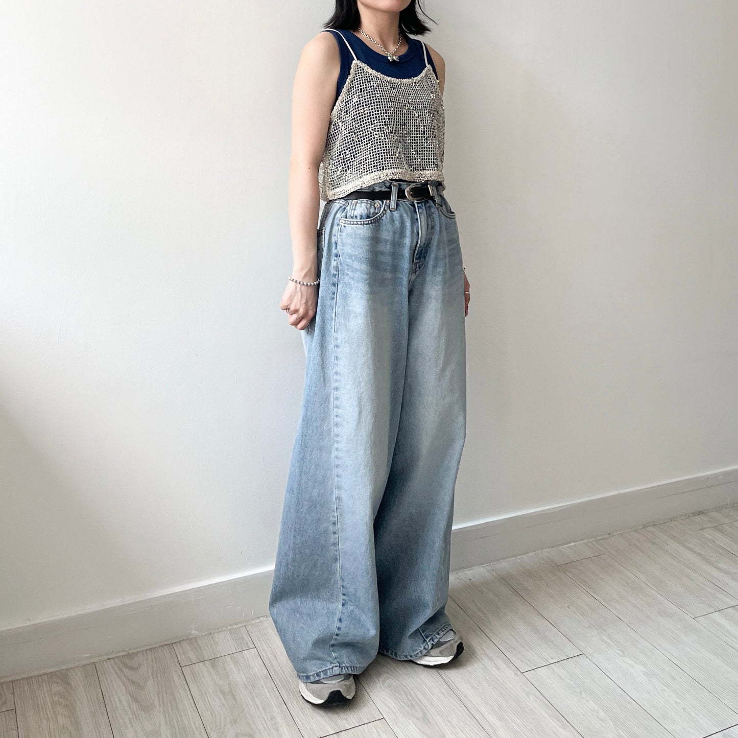 PT79- 側蘇蘇邊闊腳牛仔褲 | Blue | Grey Black ( S / M )