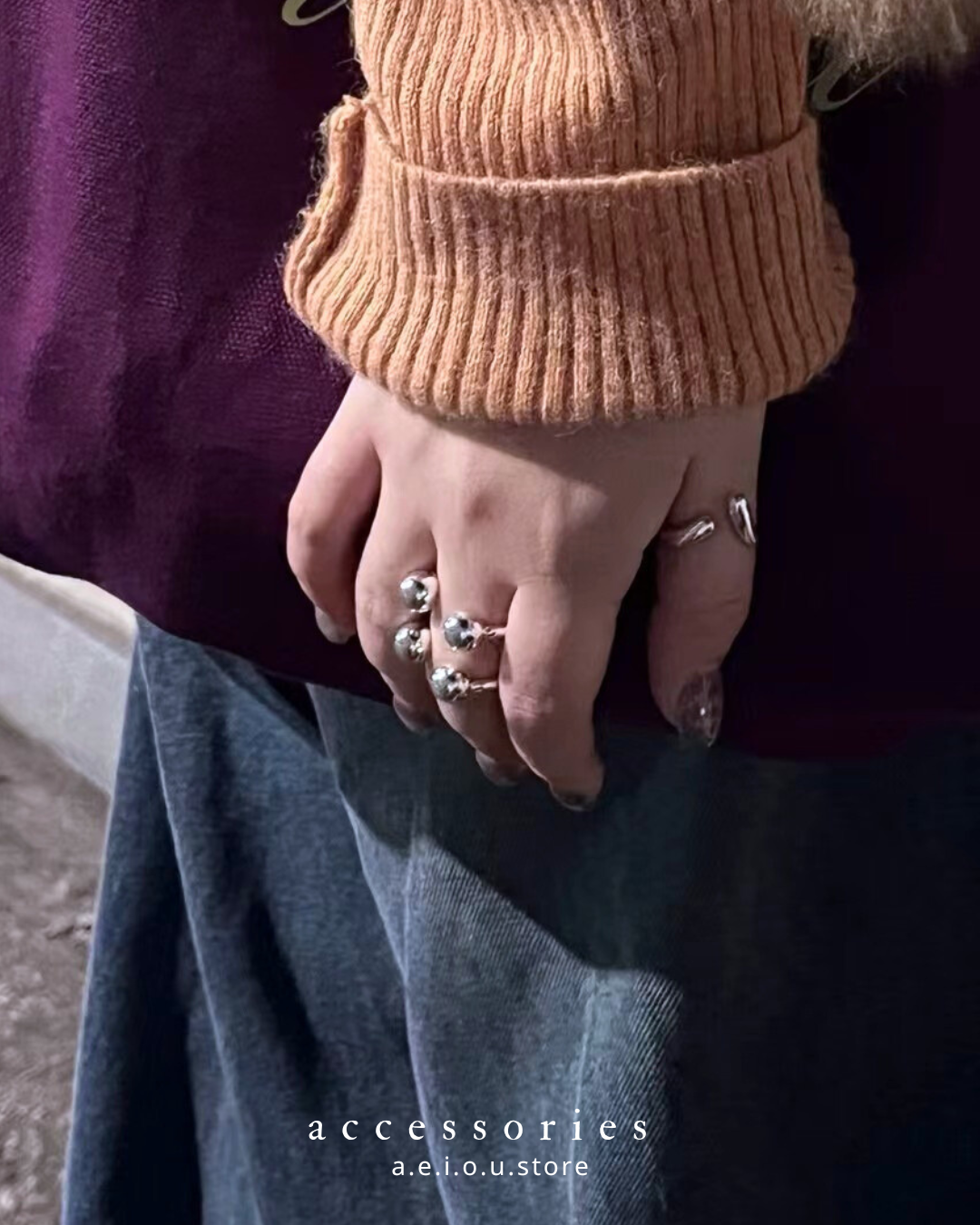 AC292- 4 Ball Ball Ring #11 up ( 鍍銀 )