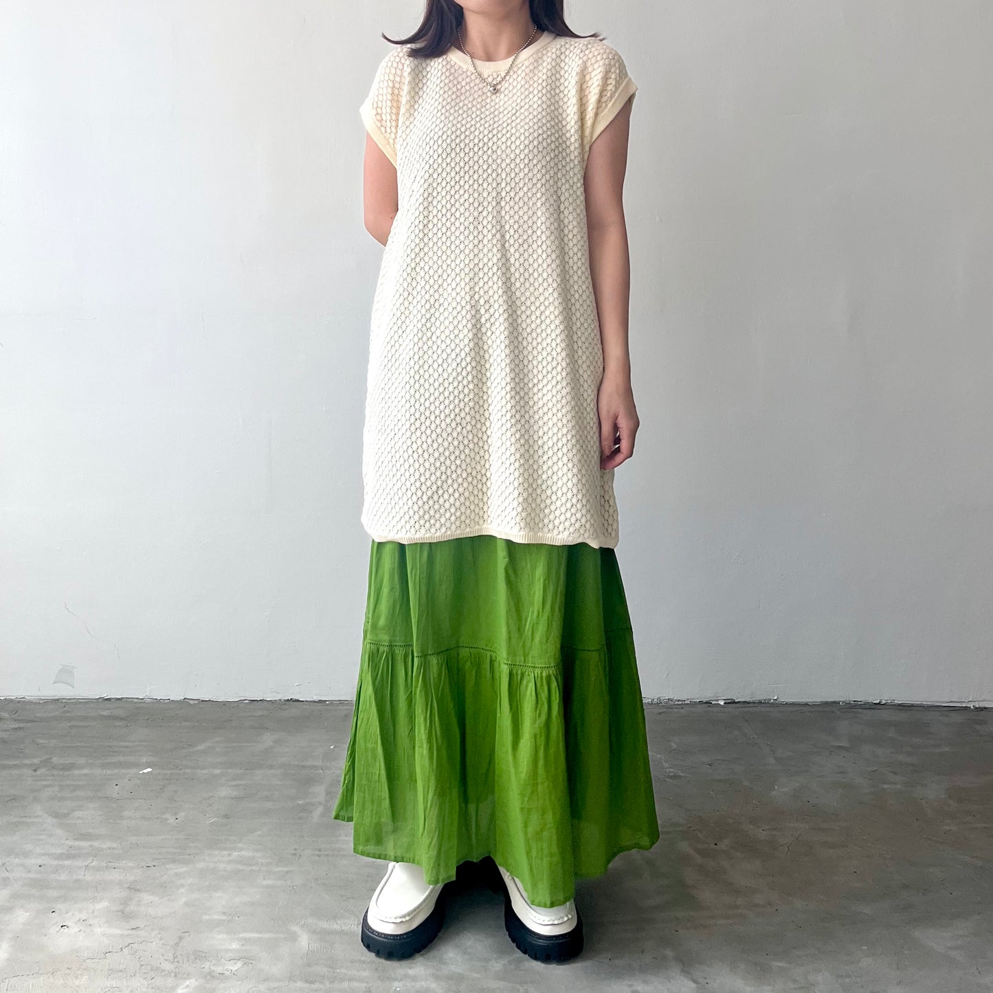 TP169 - Knitwear Vest | Ivory | Green