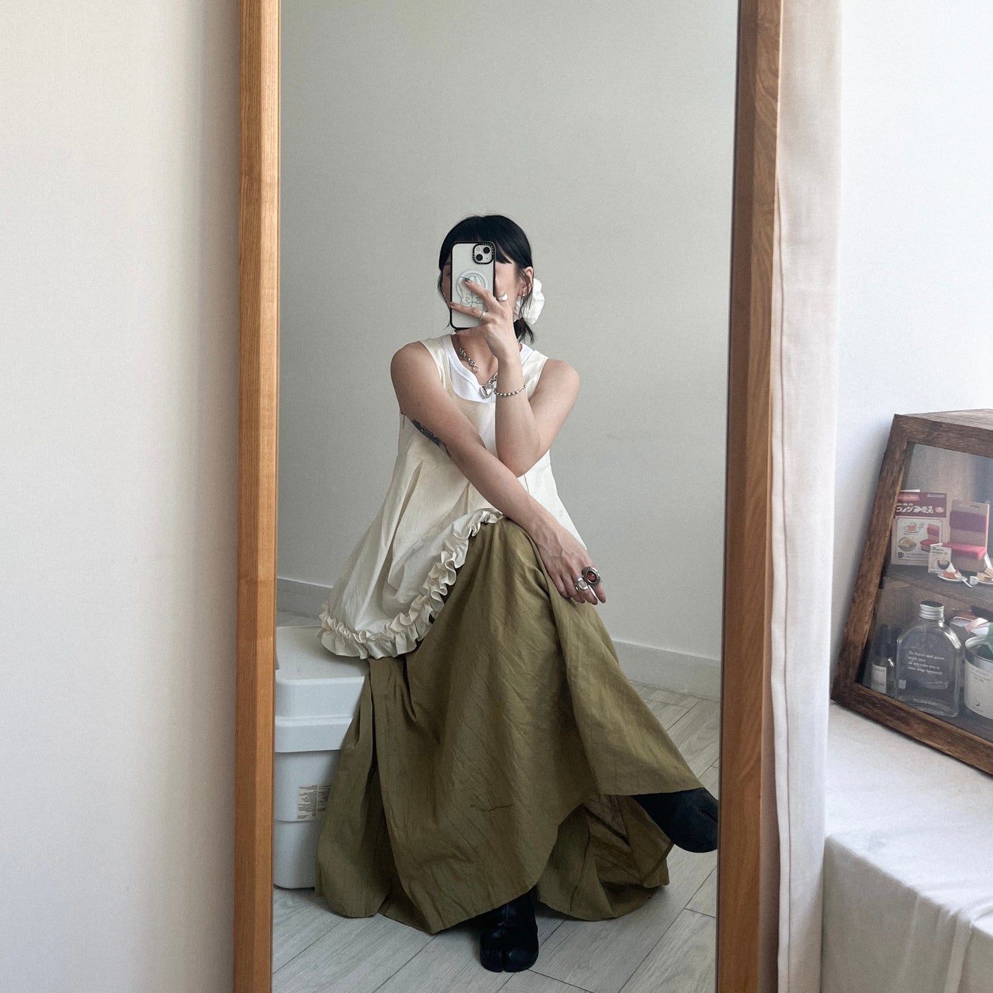 TP638- 方領Ruffles Vest | Ivory