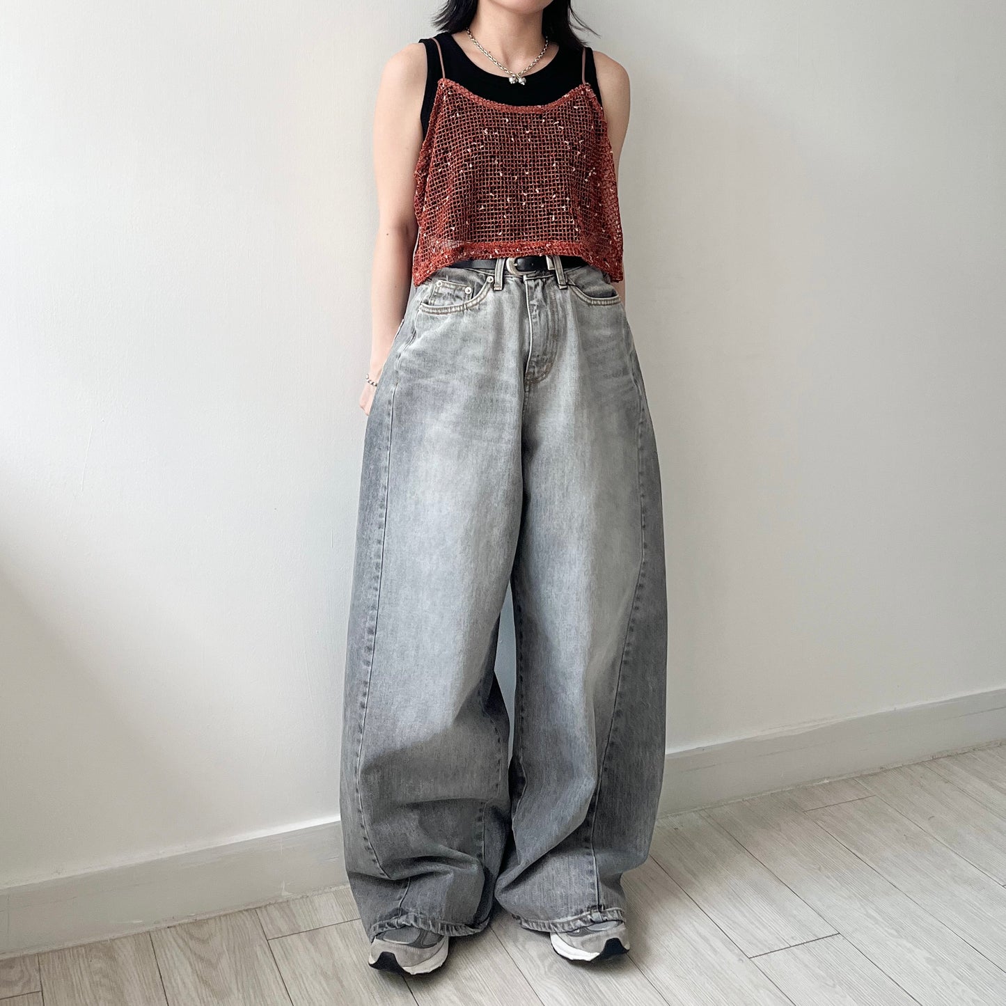PT79- 側蘇蘇邊闊腳牛仔褲 | Blue | Grey Black ( S / M )