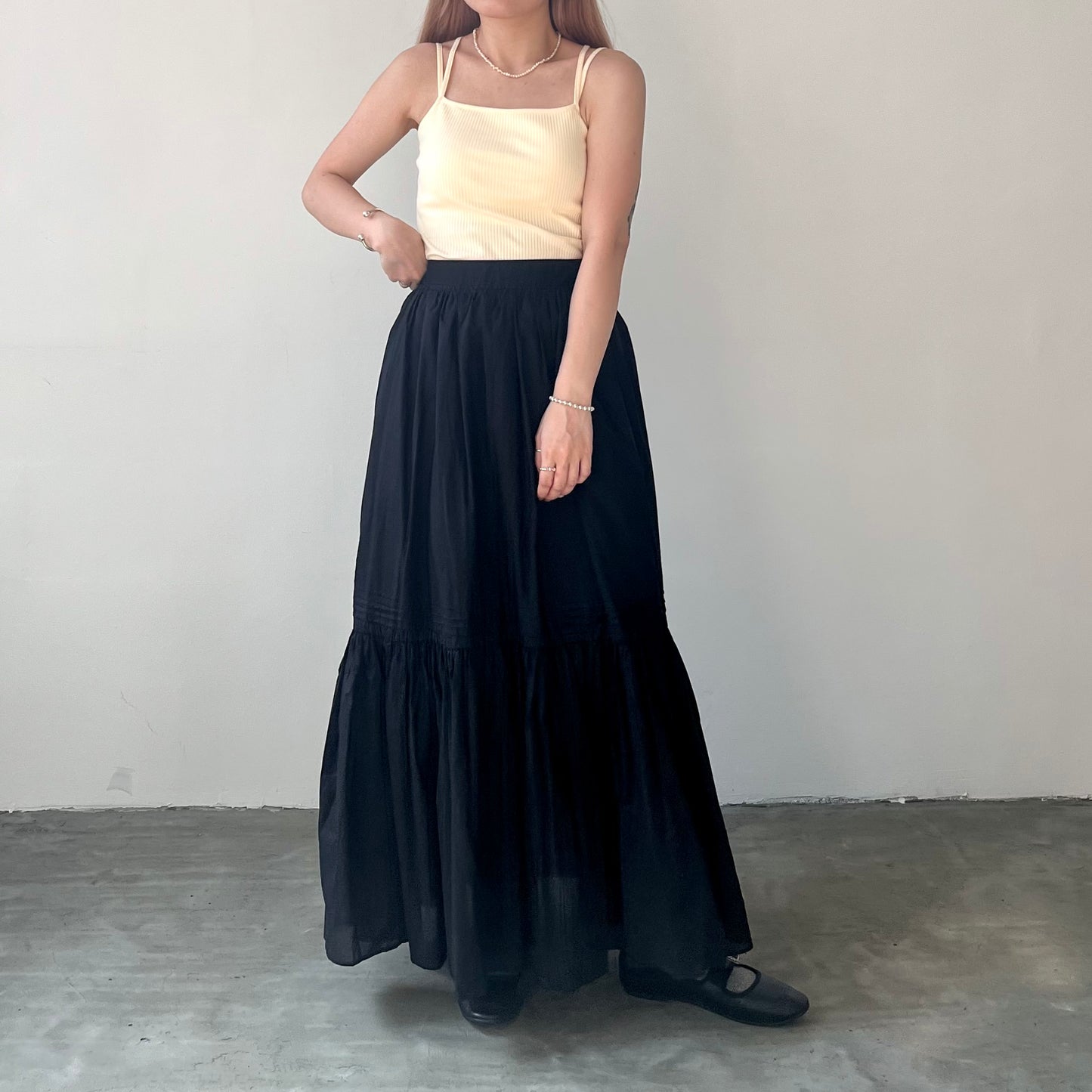 SK31- Cotton Flare Skirt | White | Black