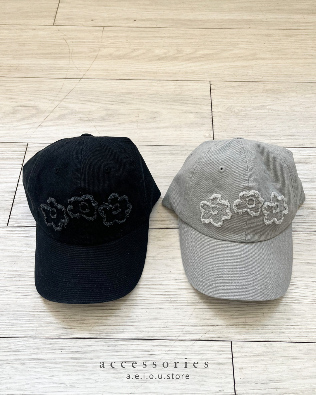 H32- Flowers Cap | 淺灰 |炭黑