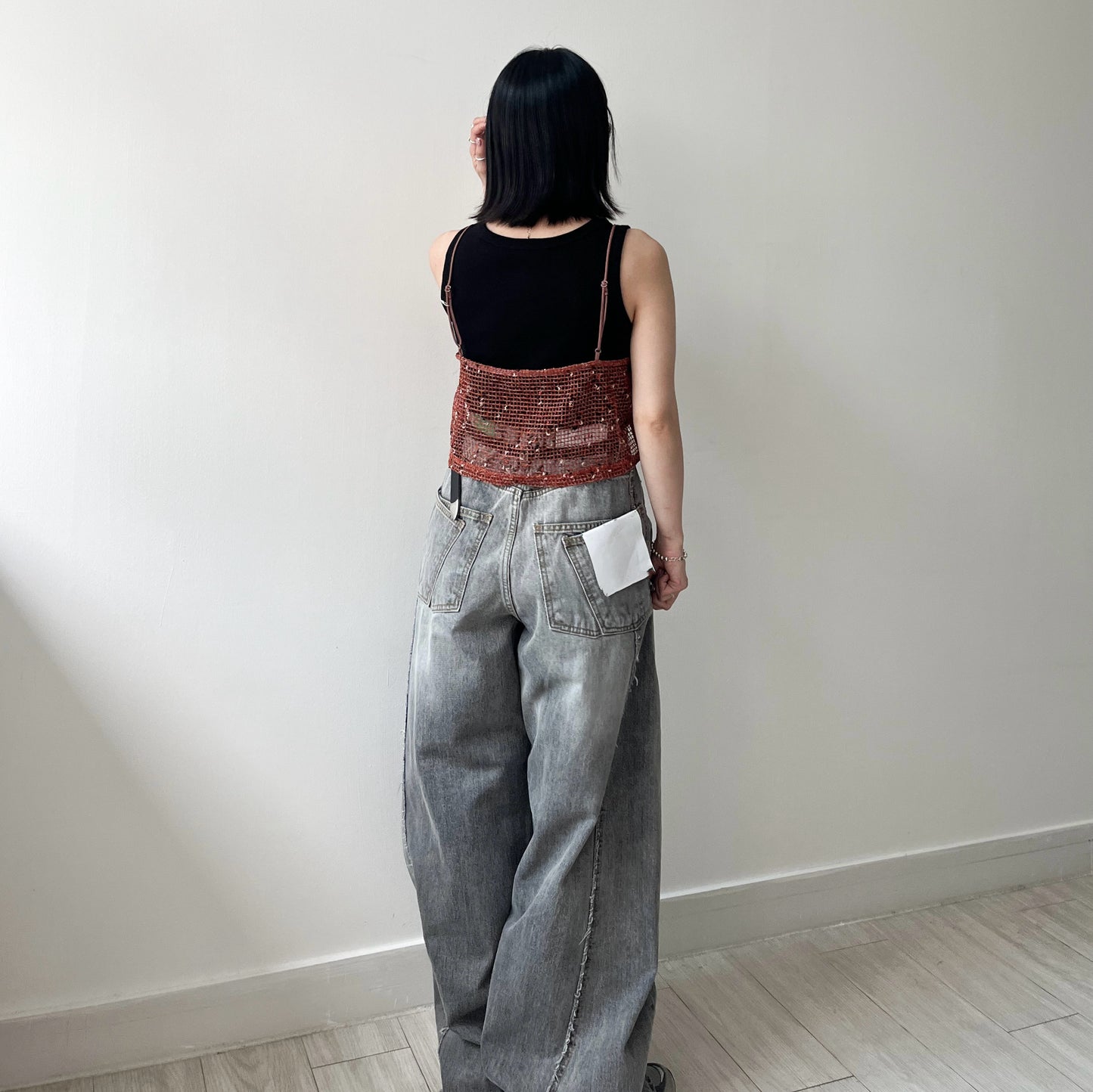 PT79- 側蘇蘇邊闊腳牛仔褲 | Blue | Grey Black ( S / M )