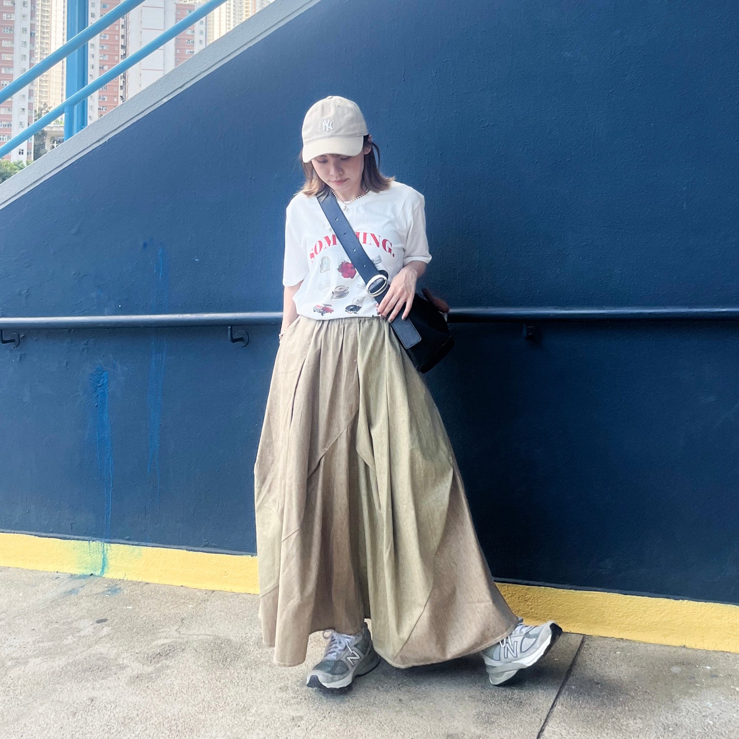 SK81- Cotton Line Skirt | Beige | khaki
