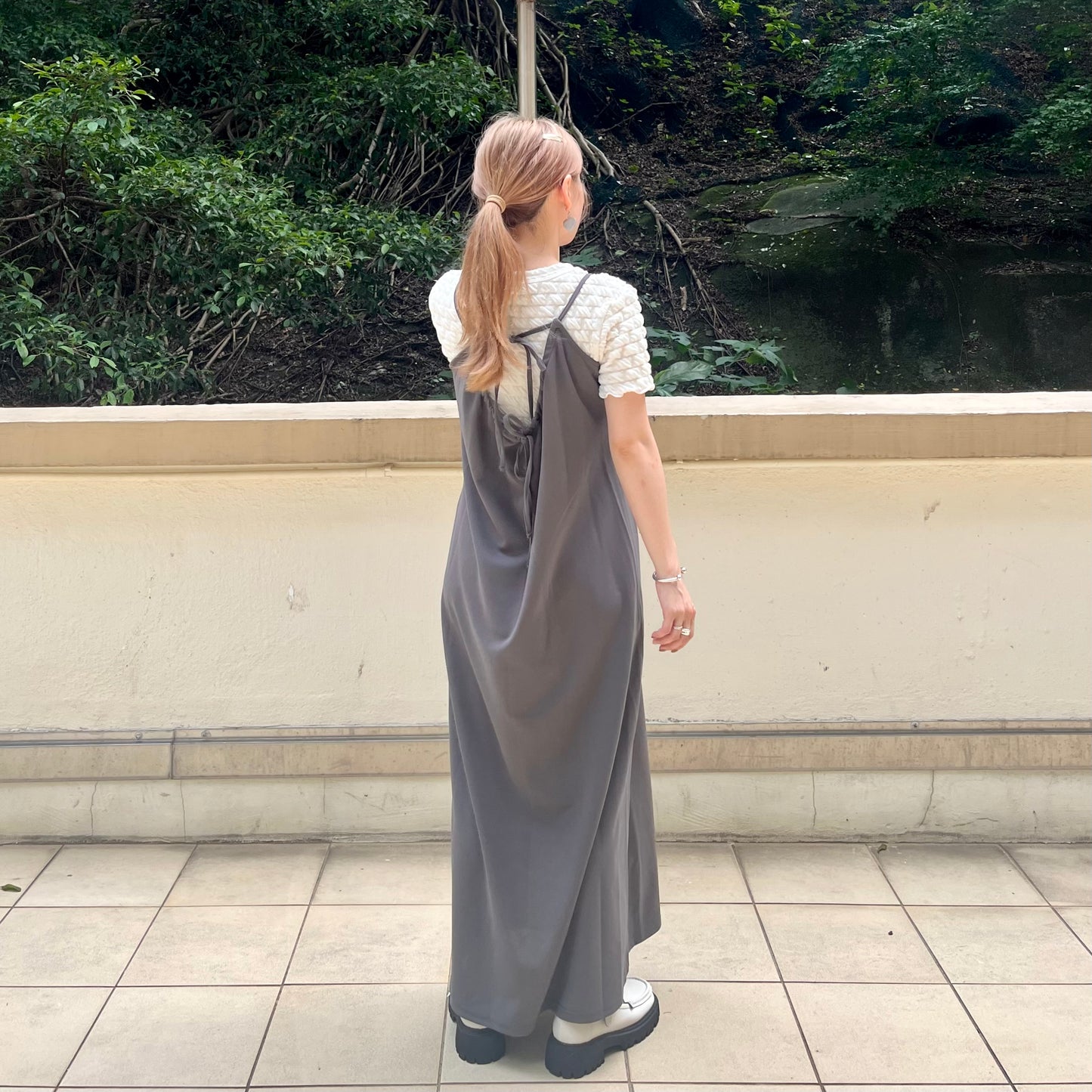 OP30- Double Ribbon One Piece Dress | Grey | Black