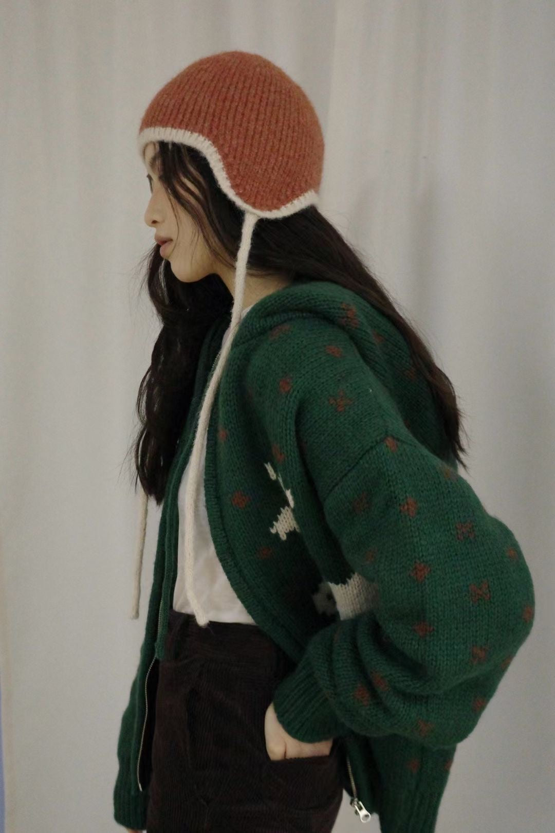 H31- Earflap Hat | Coral | Mint | Brown | Black