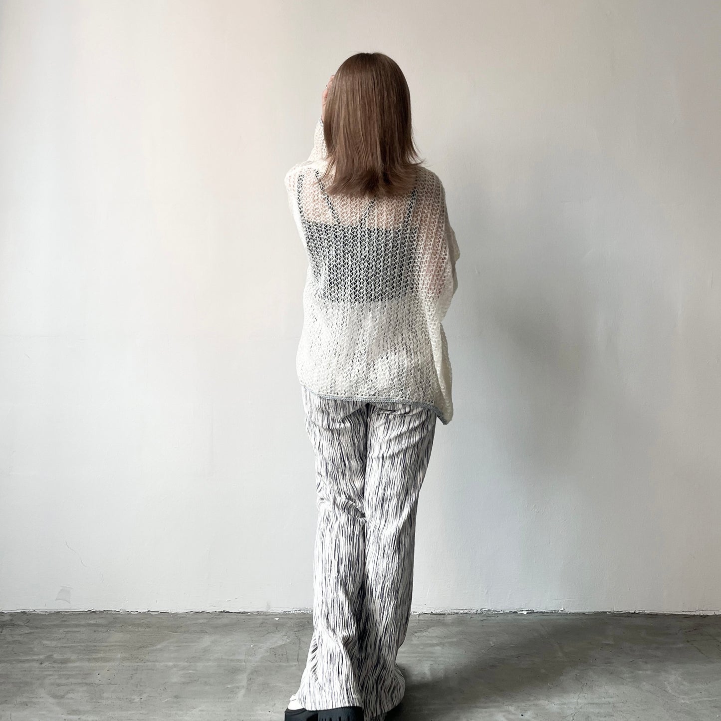 TP210- Knitted Top | Ivory | Light Grey