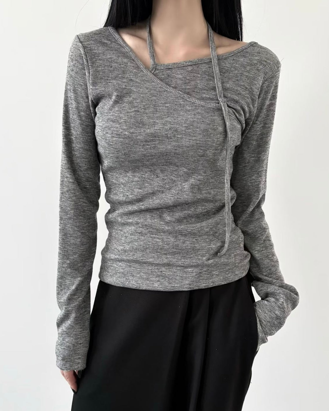 TP850- 2 layer V Neck Top | Ivory | Grey | Brown | Black