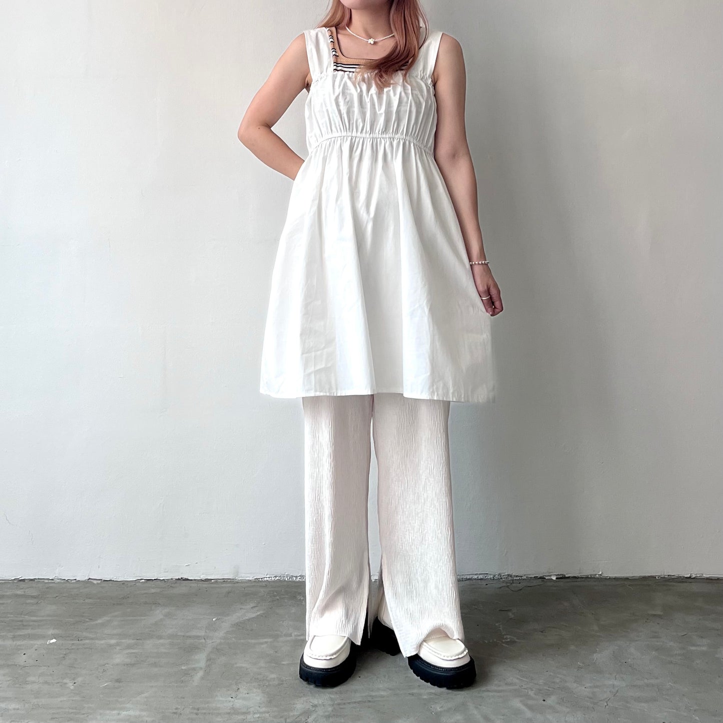 OP34- Thick Shoulder Straps Dress | White | Black