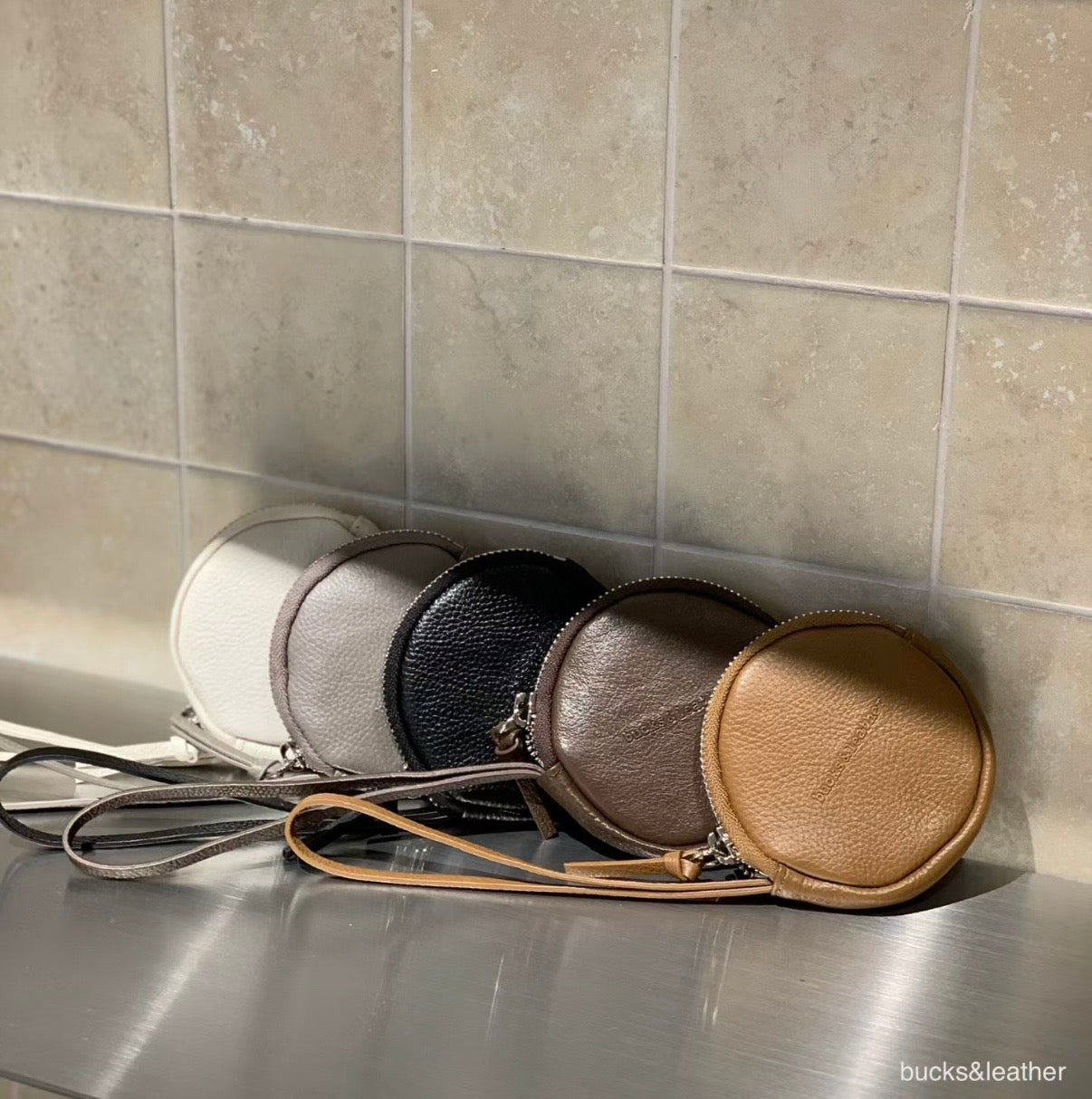 荔枝紋 牛皮 Circle coins bag