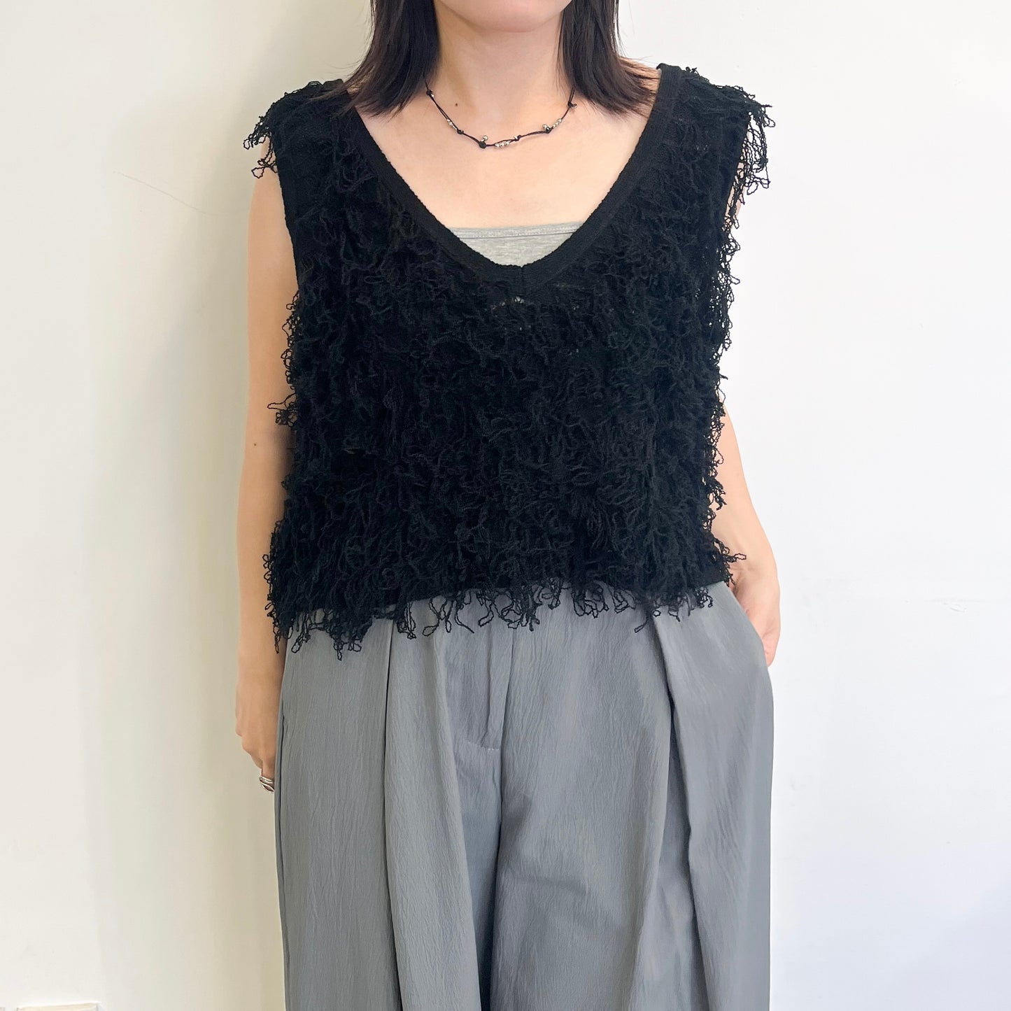 TP661- Boucle Short Vest | Ivory | Brown | Black