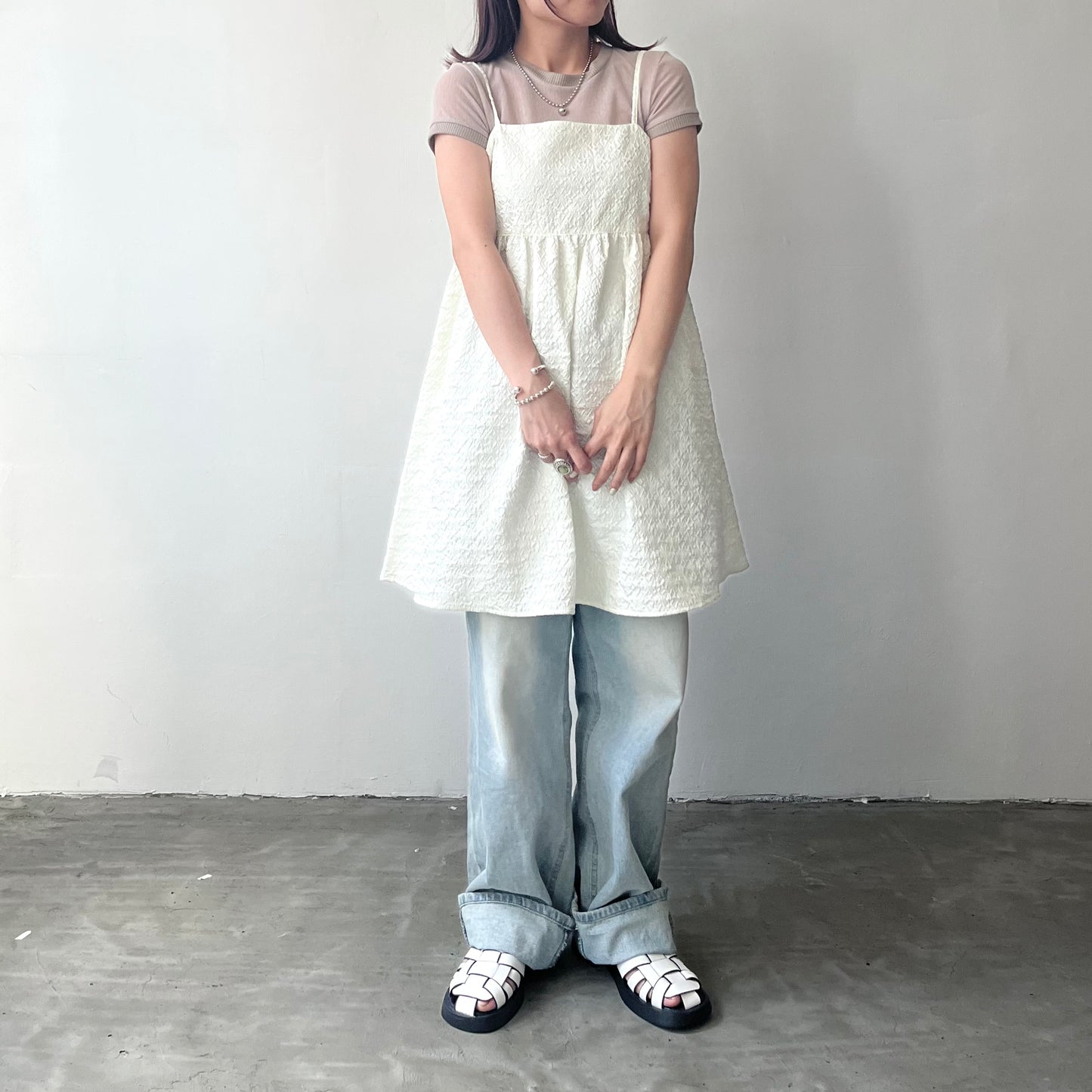TP171- Fluffy Camisole long Cami | Ivory | Navy | Black