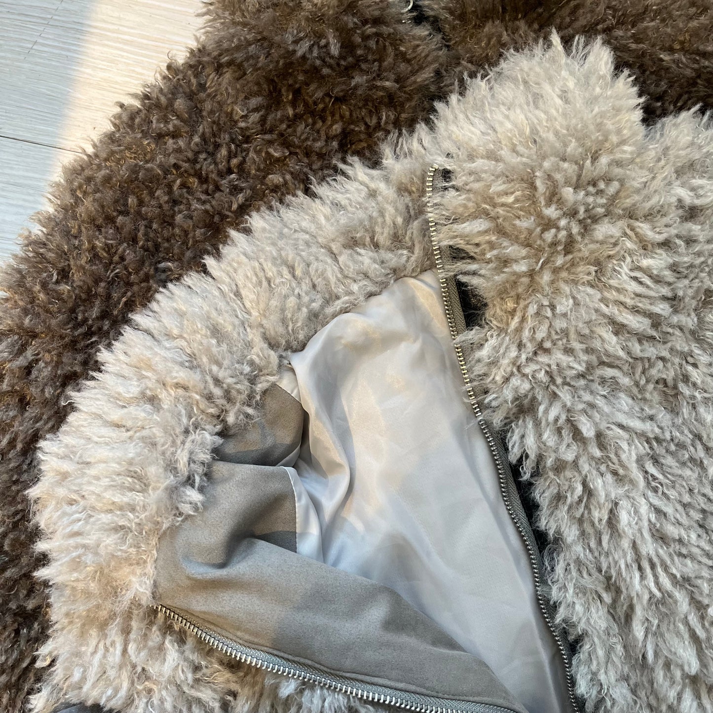 JK34-Double Zip Momo Jacket | Grey | Mocha